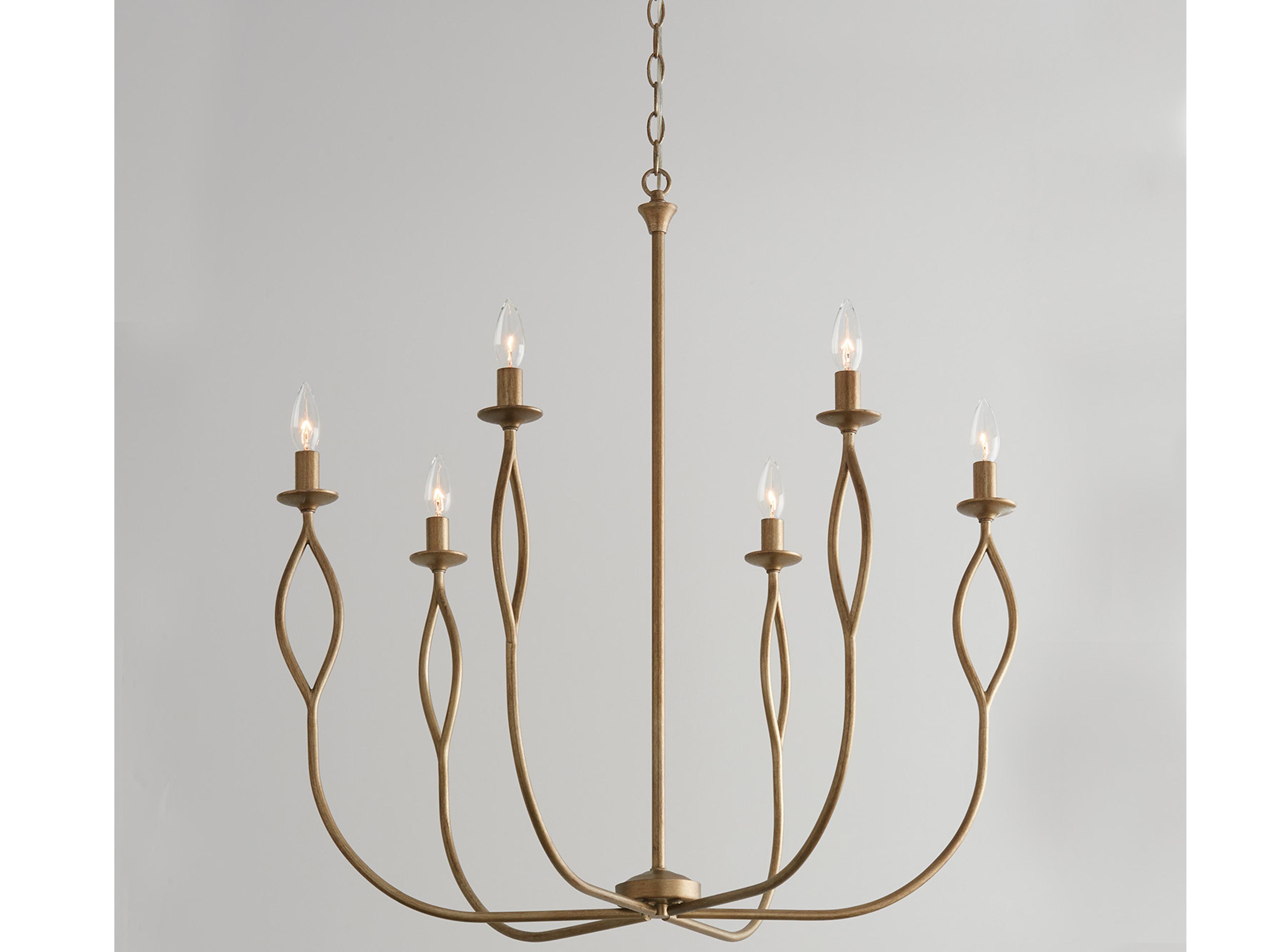 Capital Lighting Cohen 6-Light Mystic Luster Brass Candelabra Chandelier