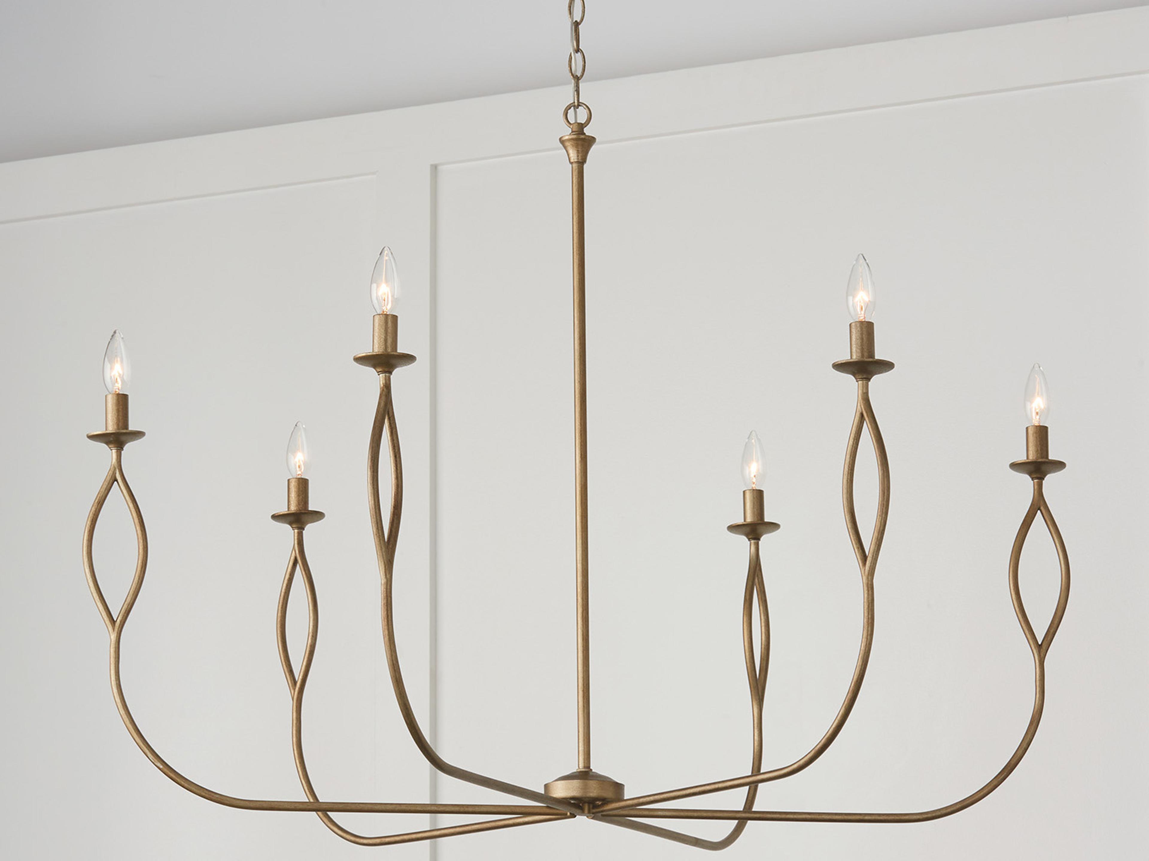 Capital Lighting Cohen 6-Light Mystic Luster Brass Candelabra Chandelier