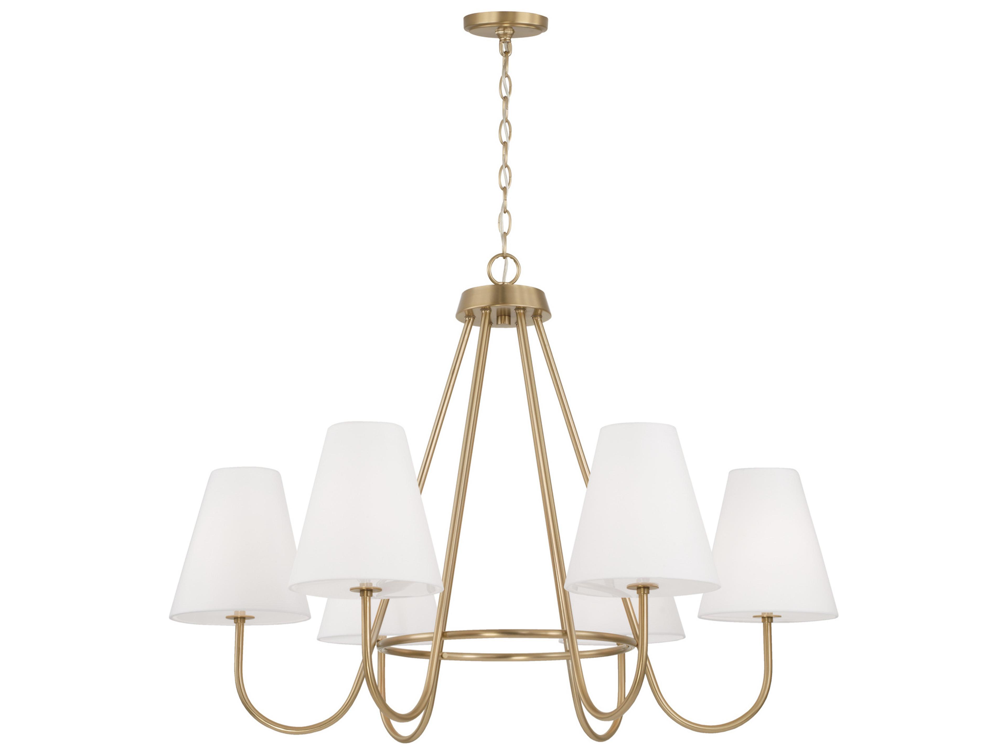 Julia 6-Light Matte Brass White Chandelier