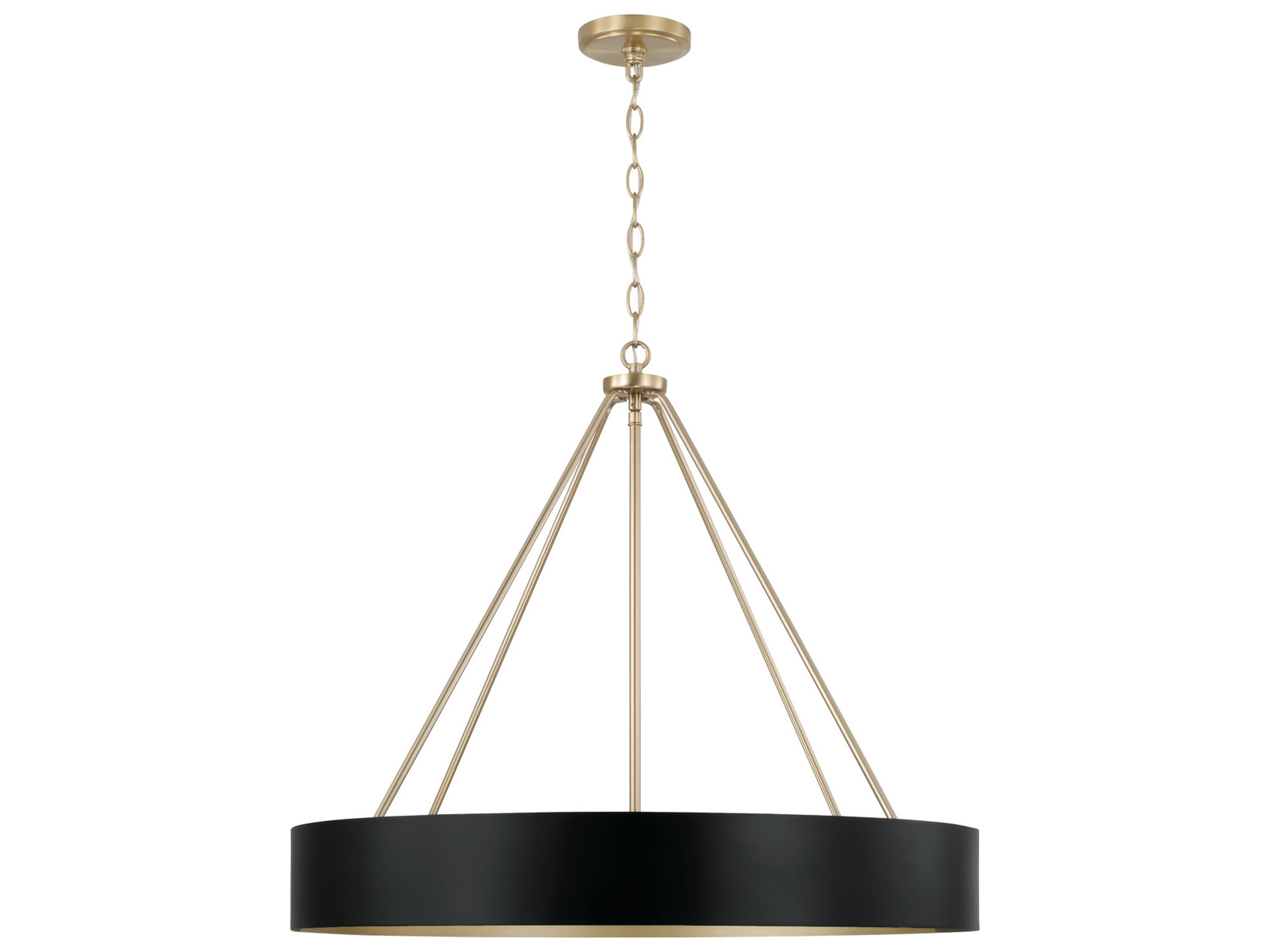 Weller 4-Light Matte Brass Black Round Chandelier