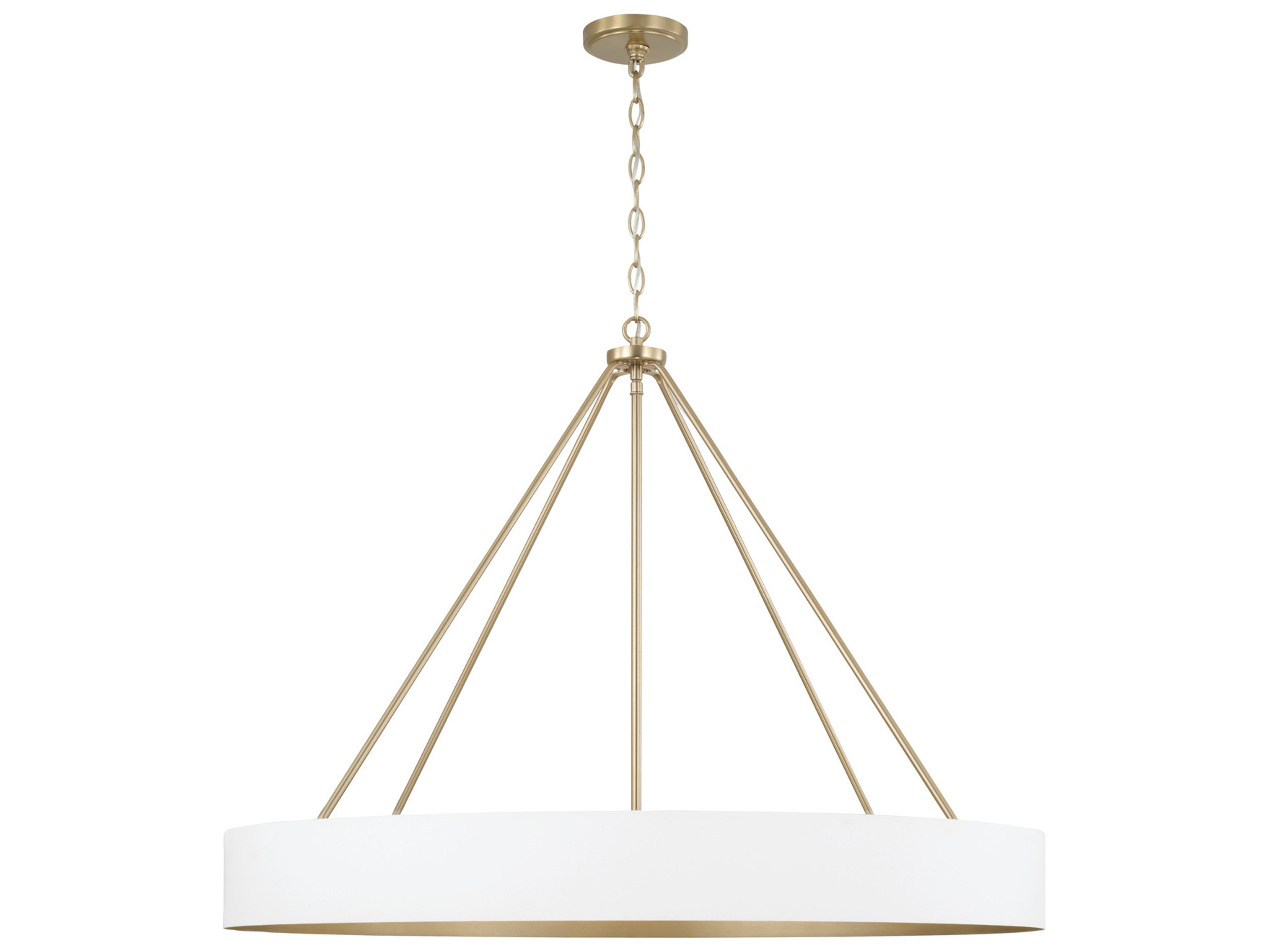 Weller 6-Light Matte Brass White Round Chandelier