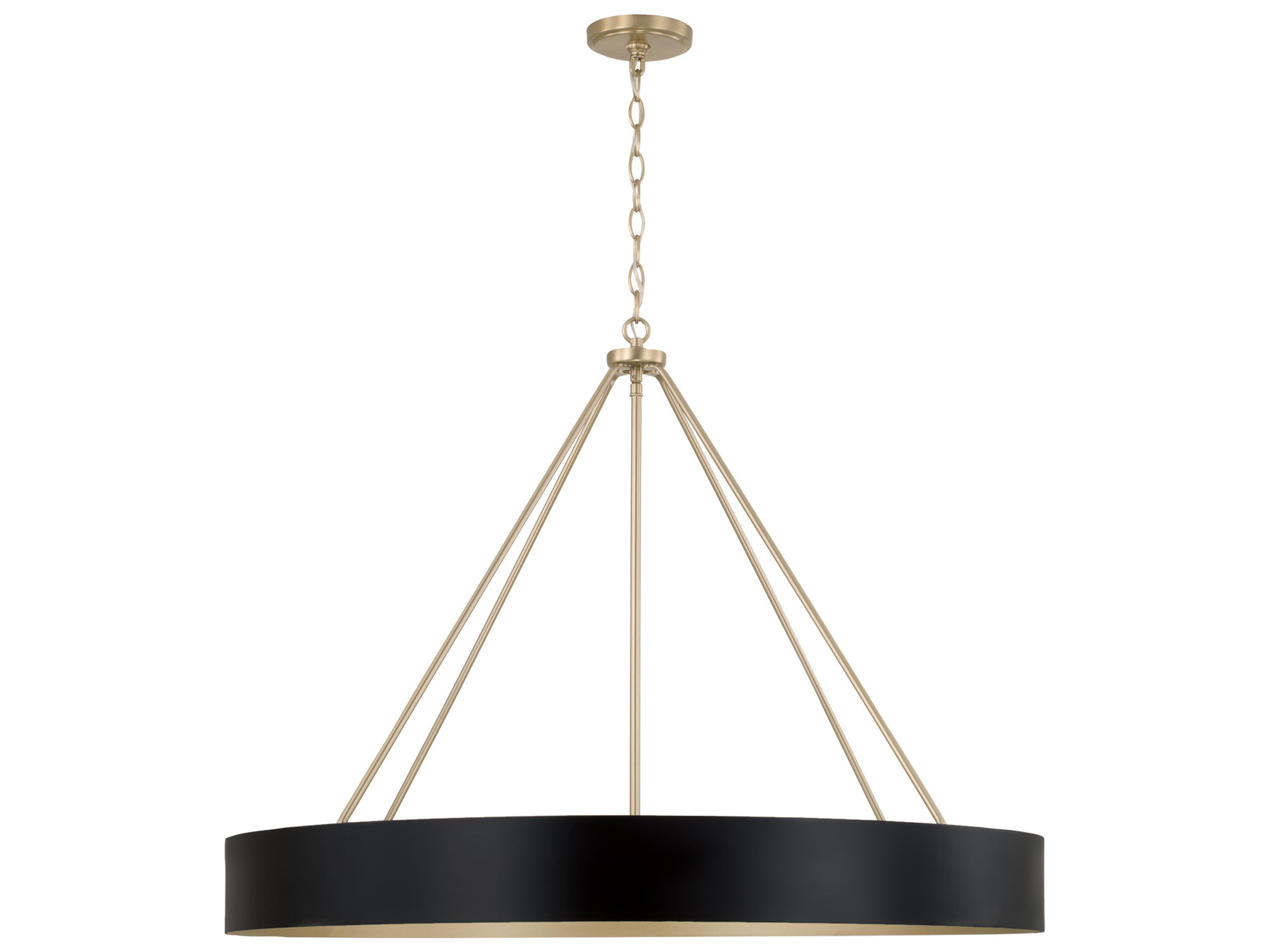 Weller 6-Light Matte Brass Black Round Chandelier