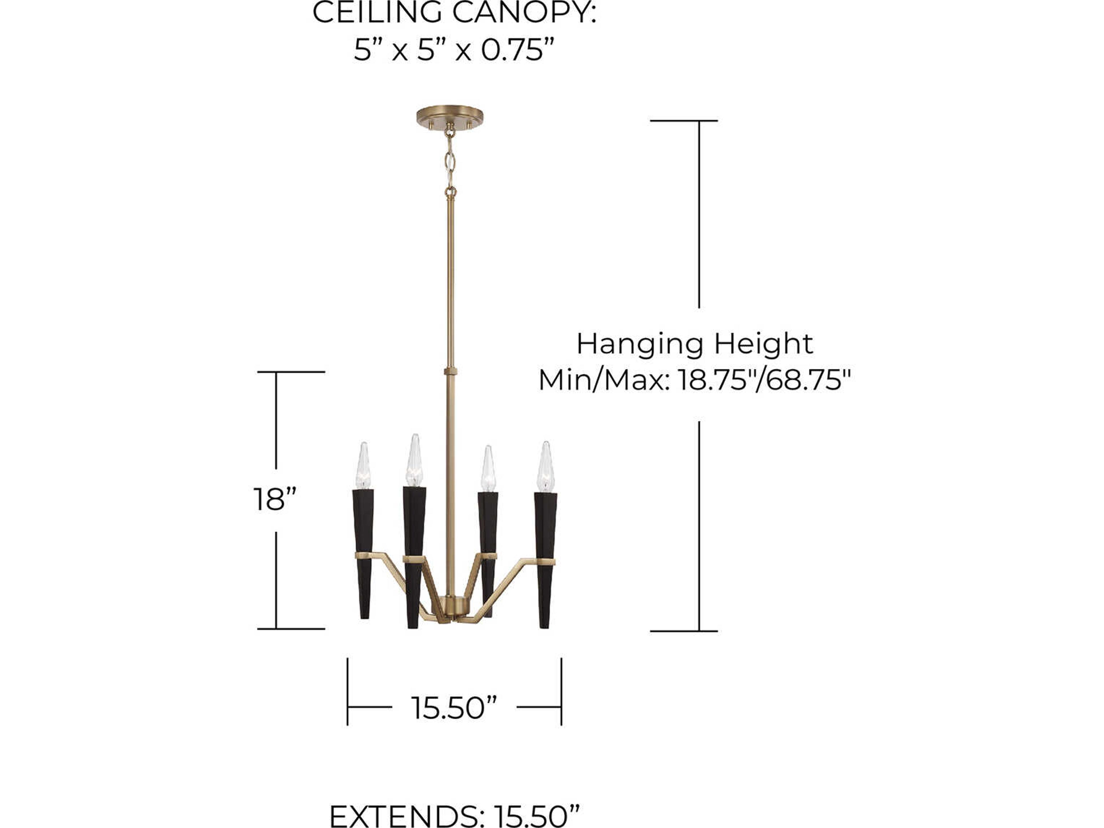 Capital Lighting Enzo 4-Light Aged Brass Black Candelabra Chandelier