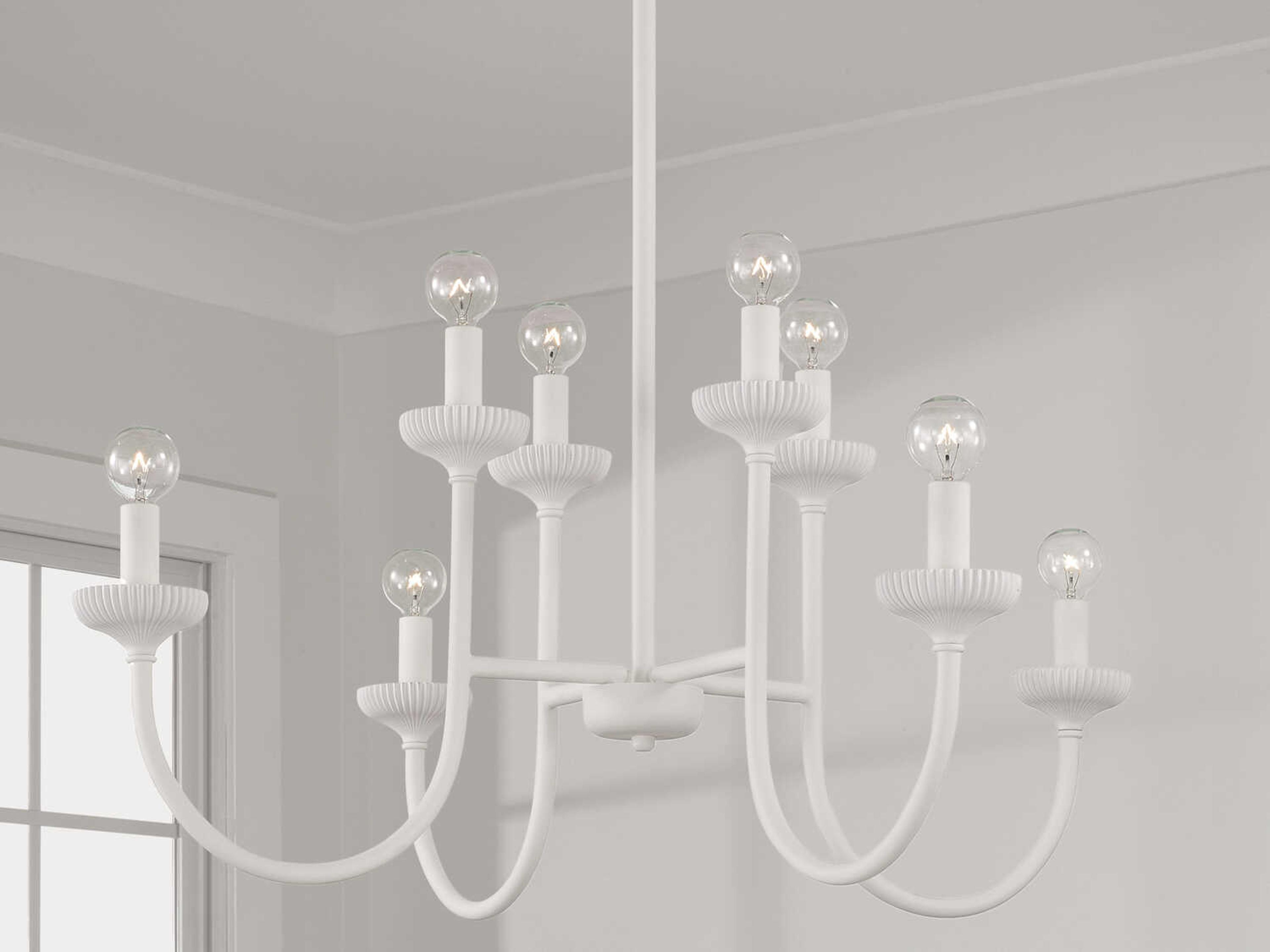 Capital Lighting Mallory 8-Light Ceramic White Candelabra Chandelier