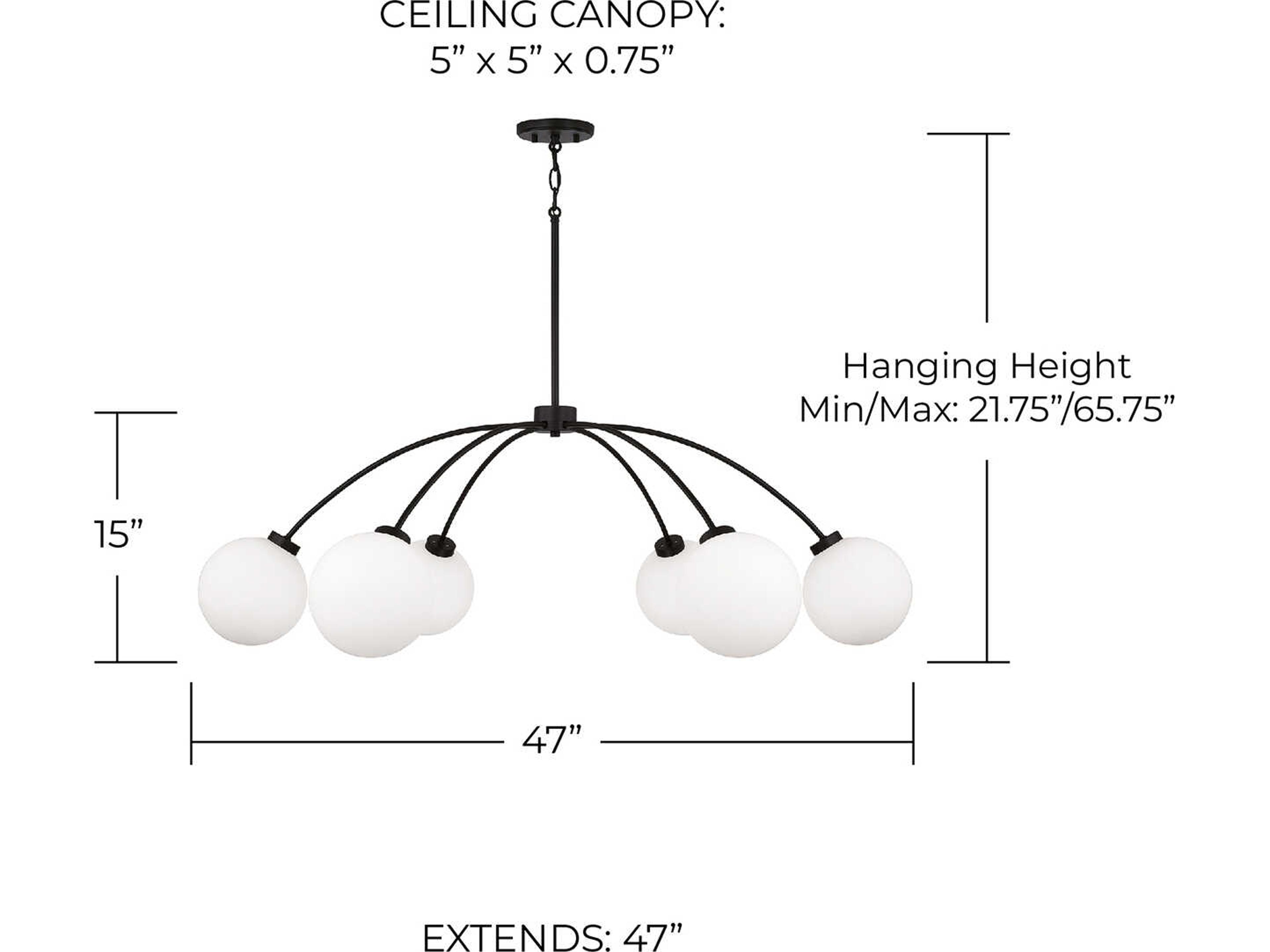 Capital Lighting Amos 6-Light Black Iron Globe Chandelier