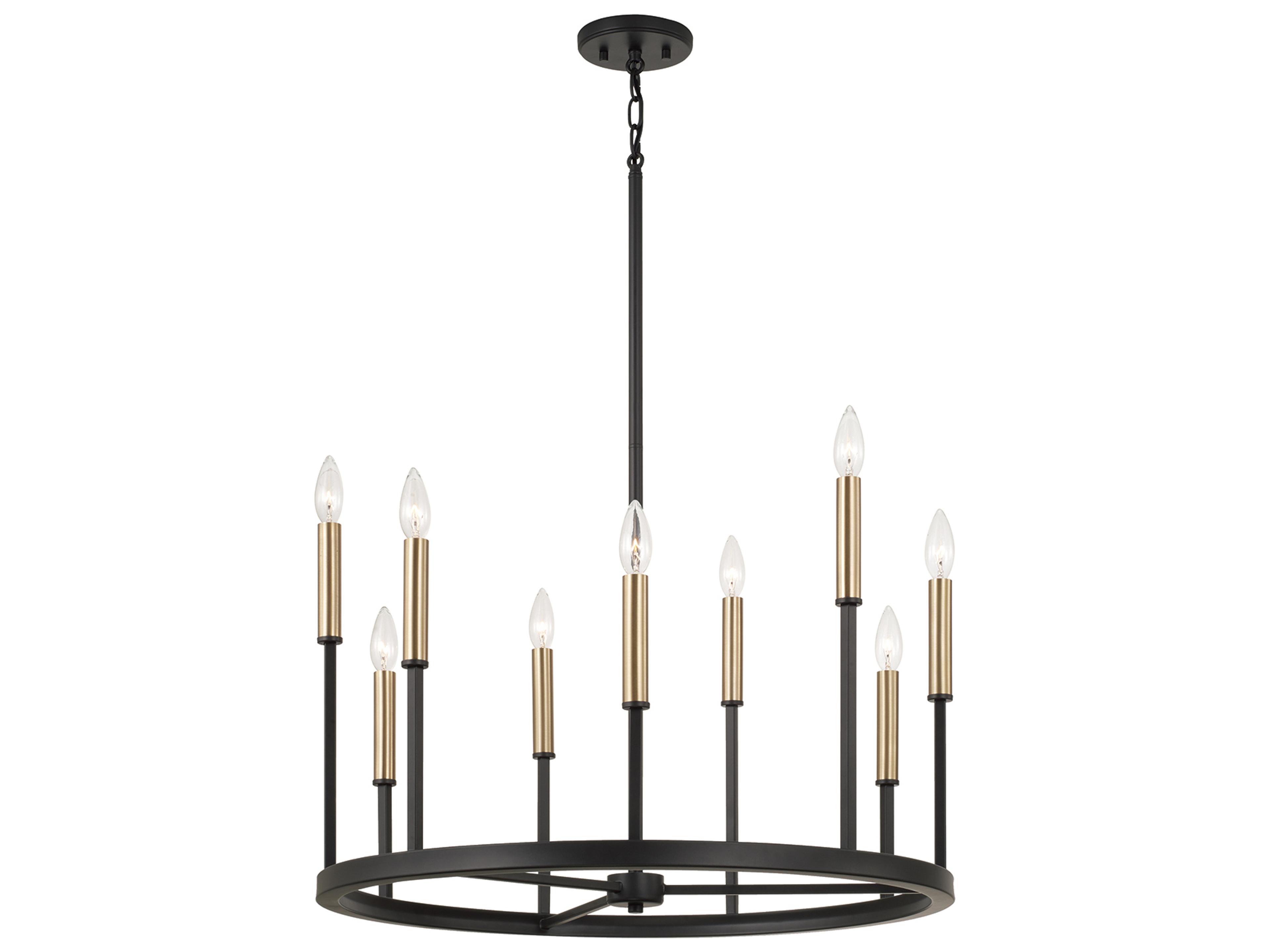 Davis 9-light Espresso And Brass Black Candelabra Round Chandelier