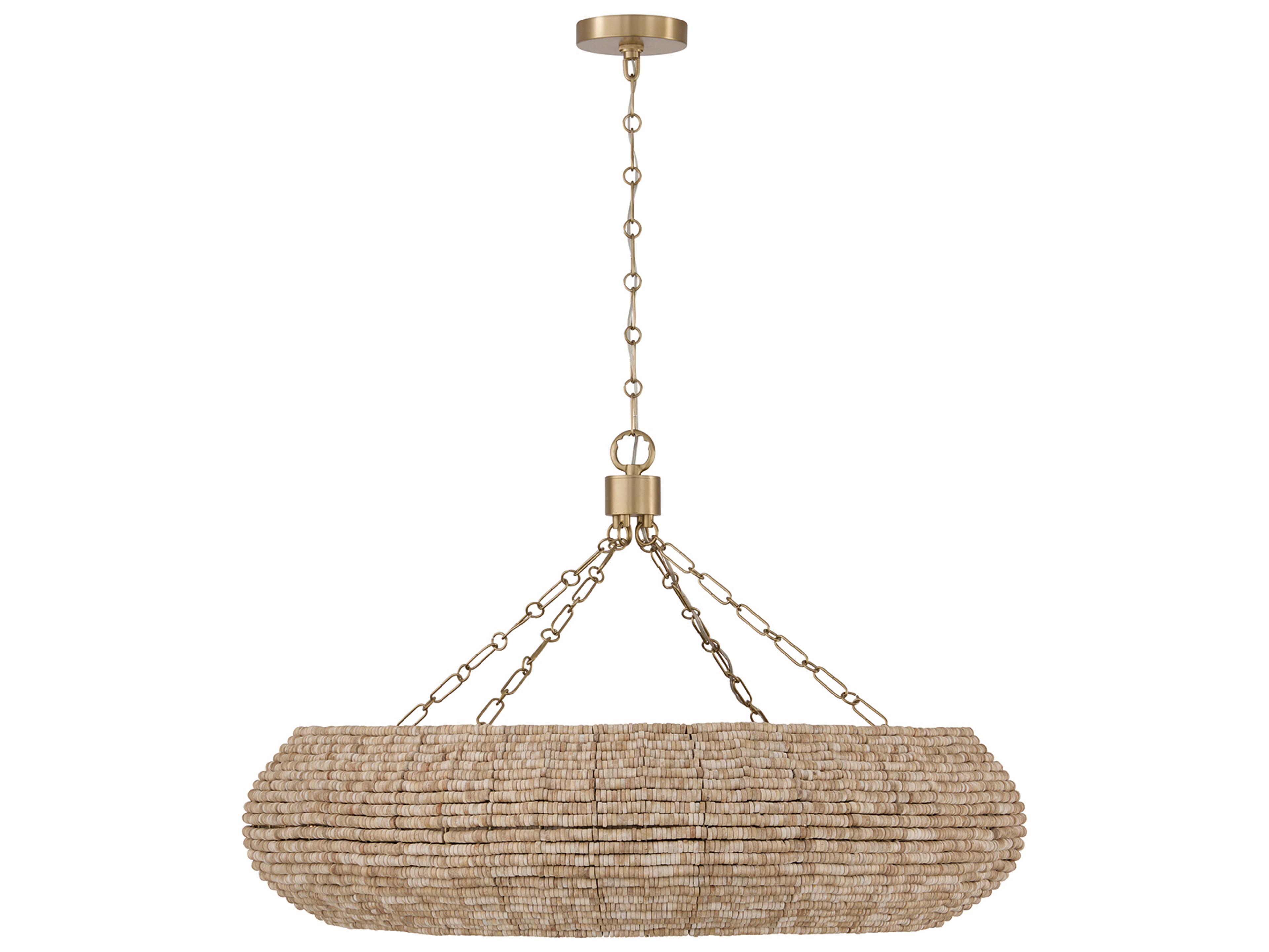 Morada 8-light Light Fawn And Matte Brass Drum Round Pendant