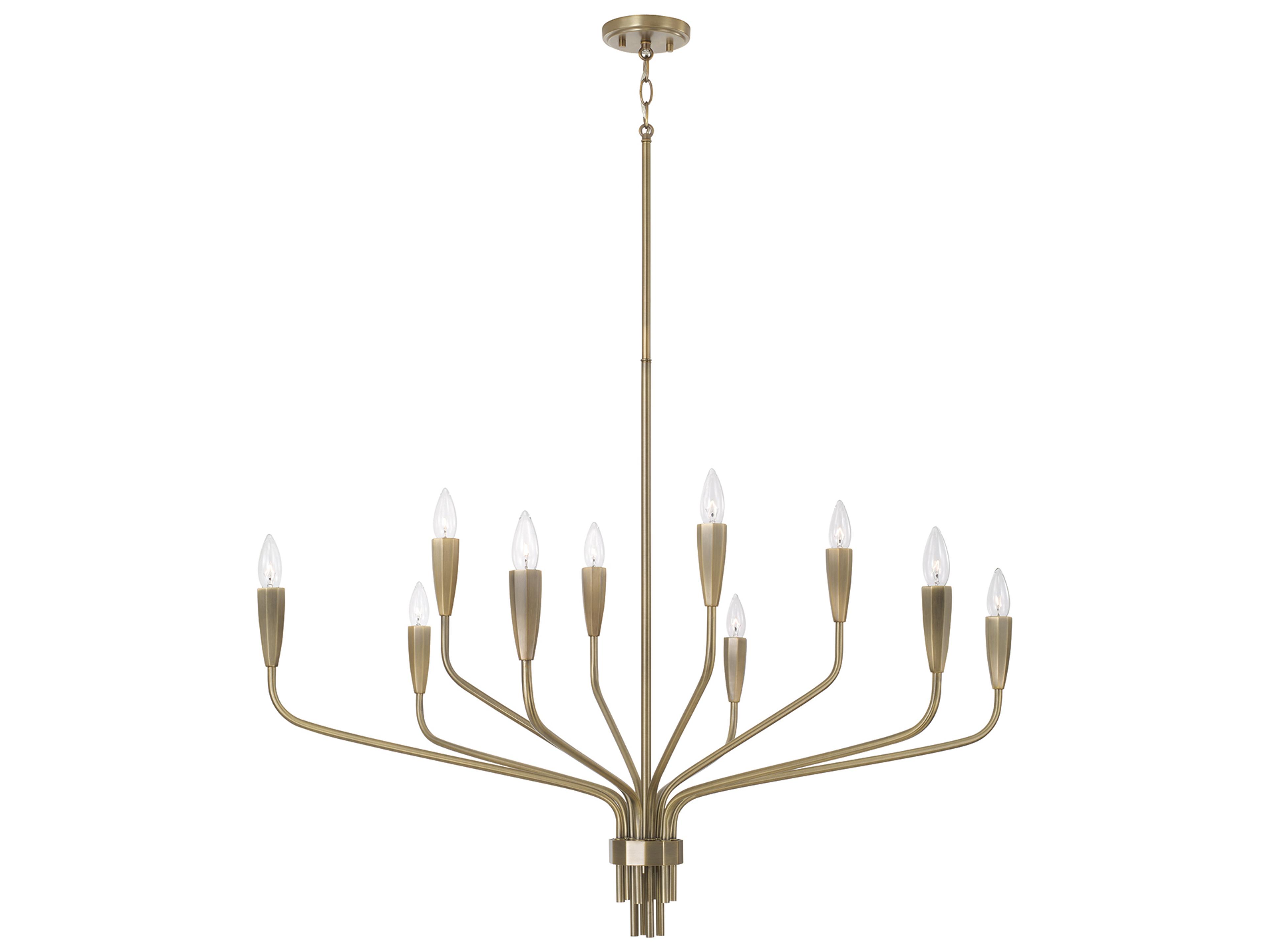 Palmer 10-light Antiqued Brass Candelabra Chandelier