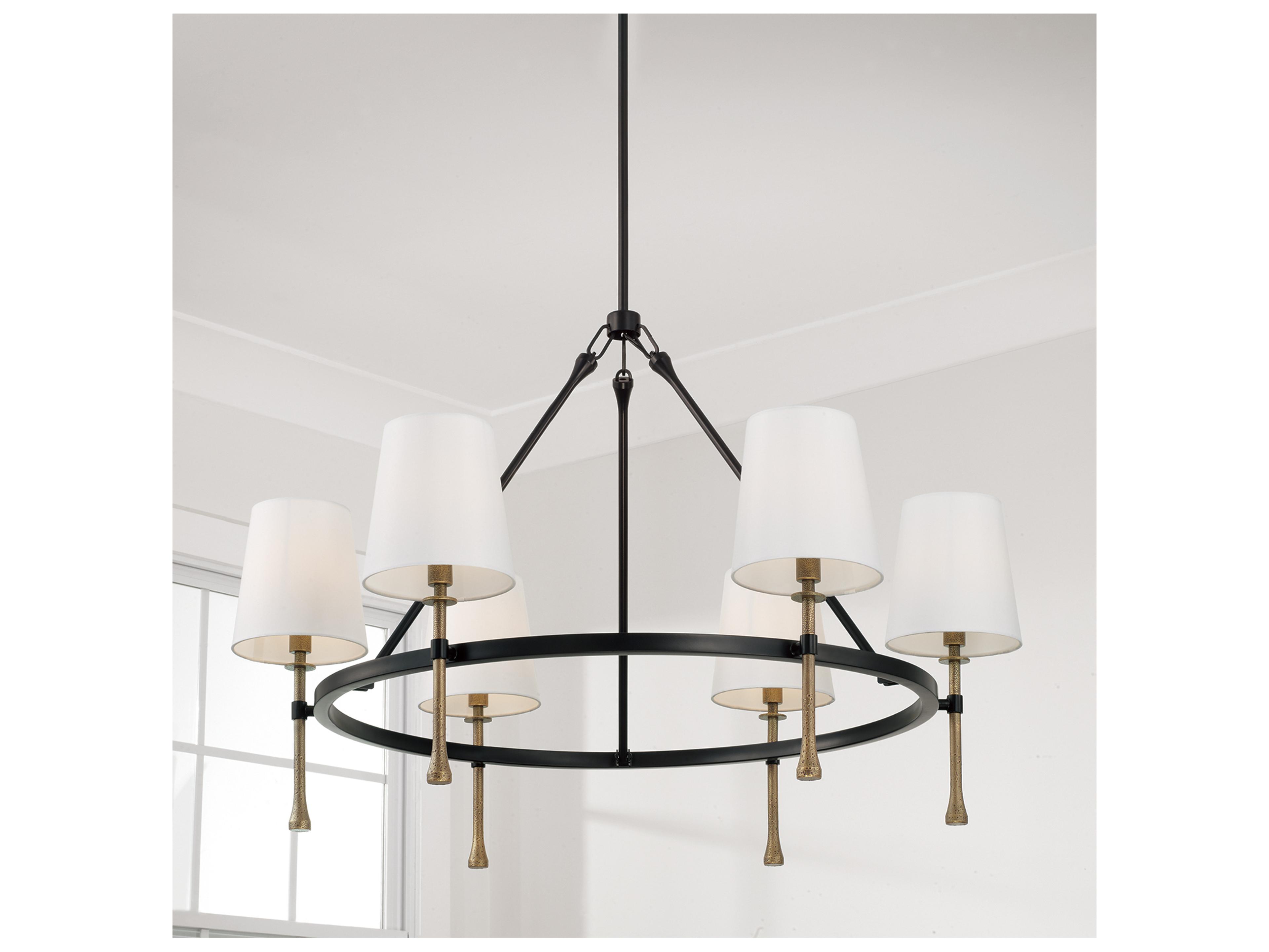 Capital Lighting Hollis 6-light Matte Black With Hammered Gold Candelabra Chandelier
