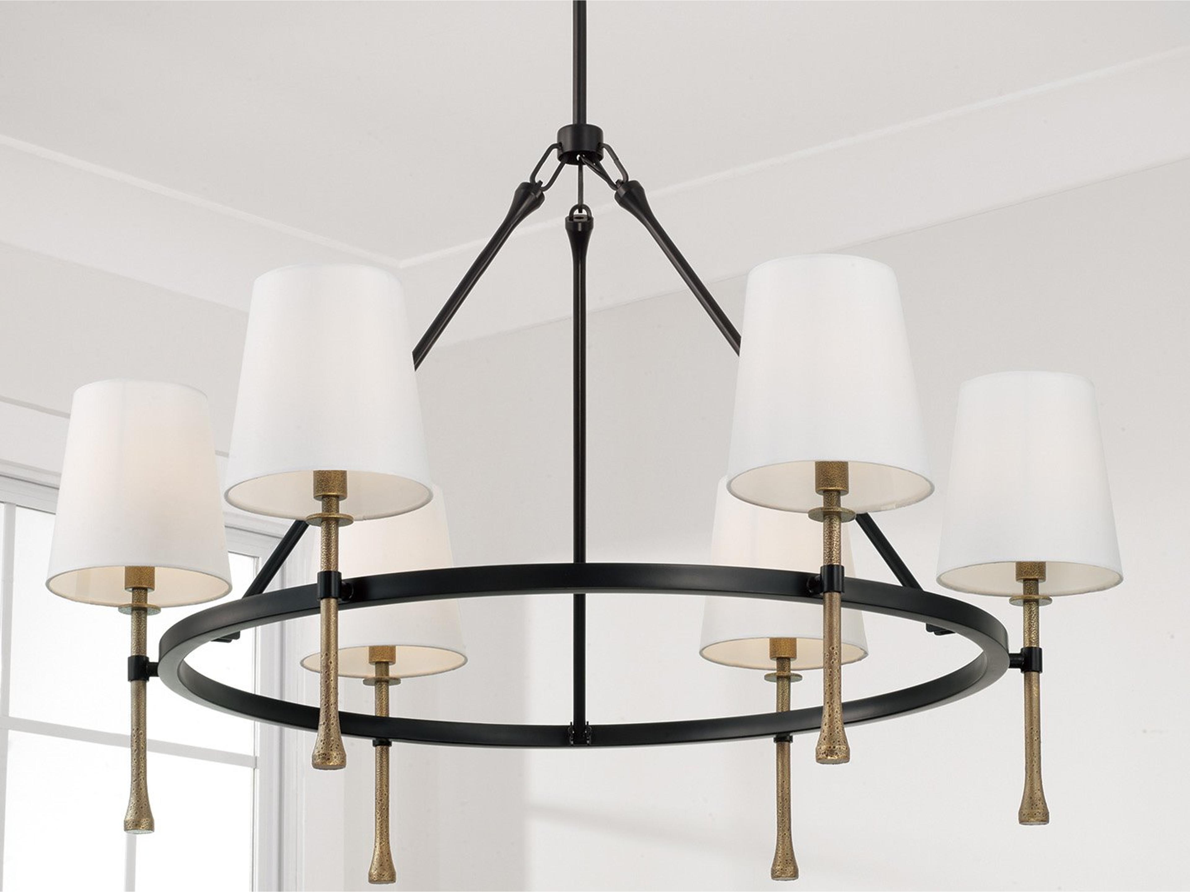 Capital Lighting Hollis 6-light Matte Black With Hammered Gold Candelabra Chandelier