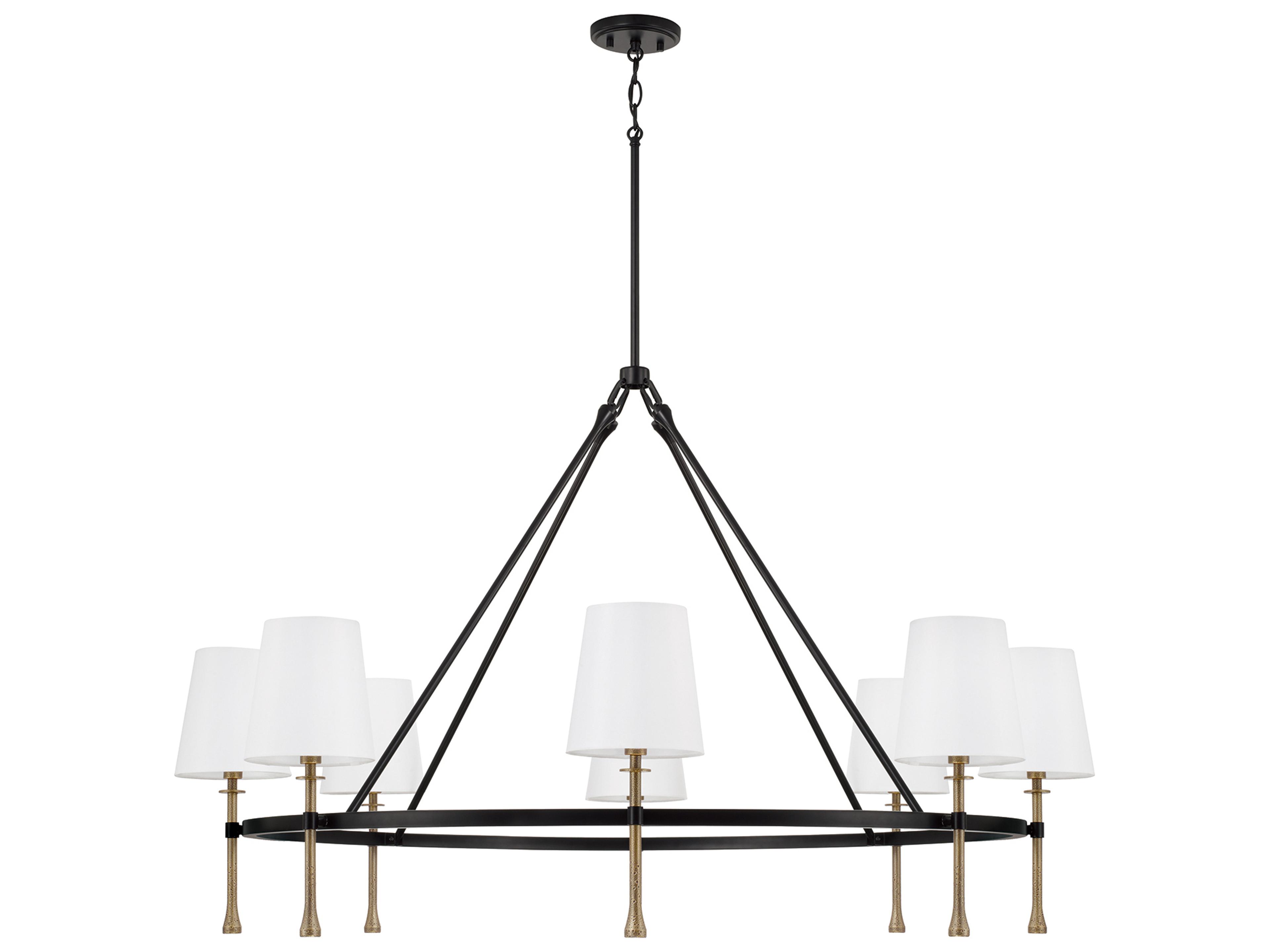 Hollis 8-light Matte Black With Hammered Gold Candelabra Chandelier