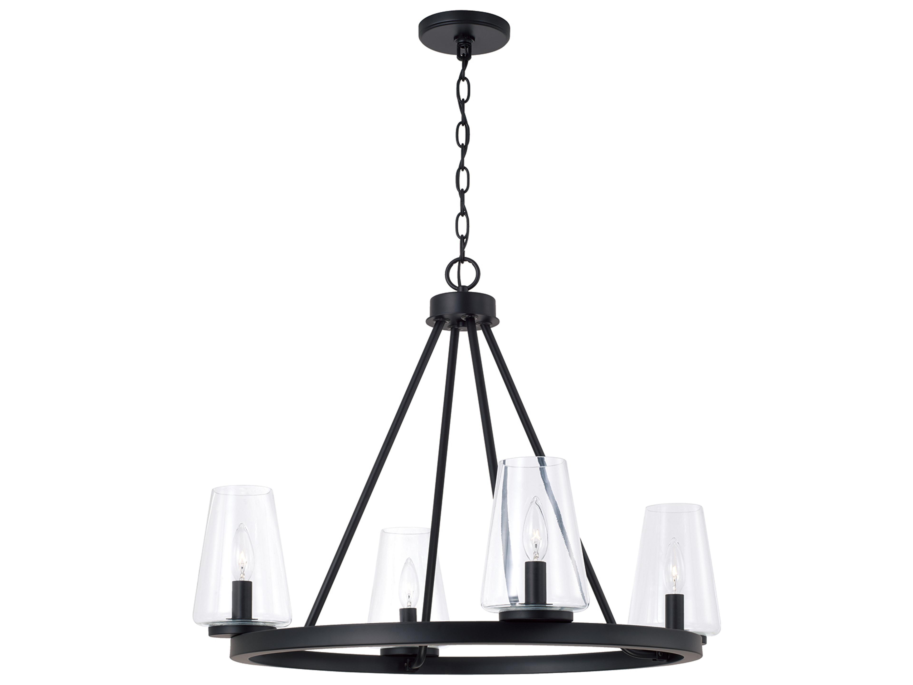 Aaron 4-light Matte Black Candelabra Round Chandelier
