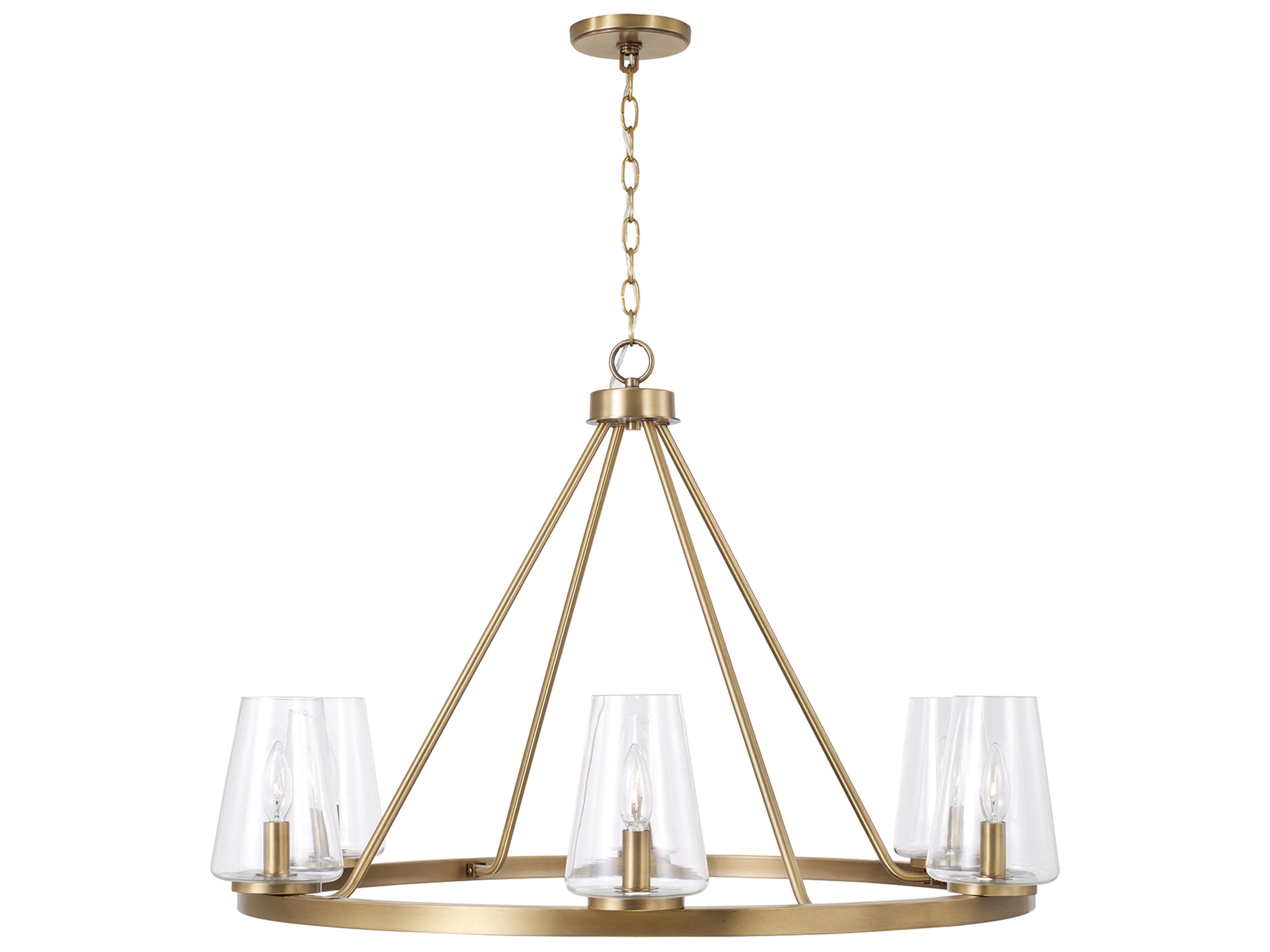 Capital Lighting Aaron 6-light Aged Brass Glass Candelabra Round Chandelier