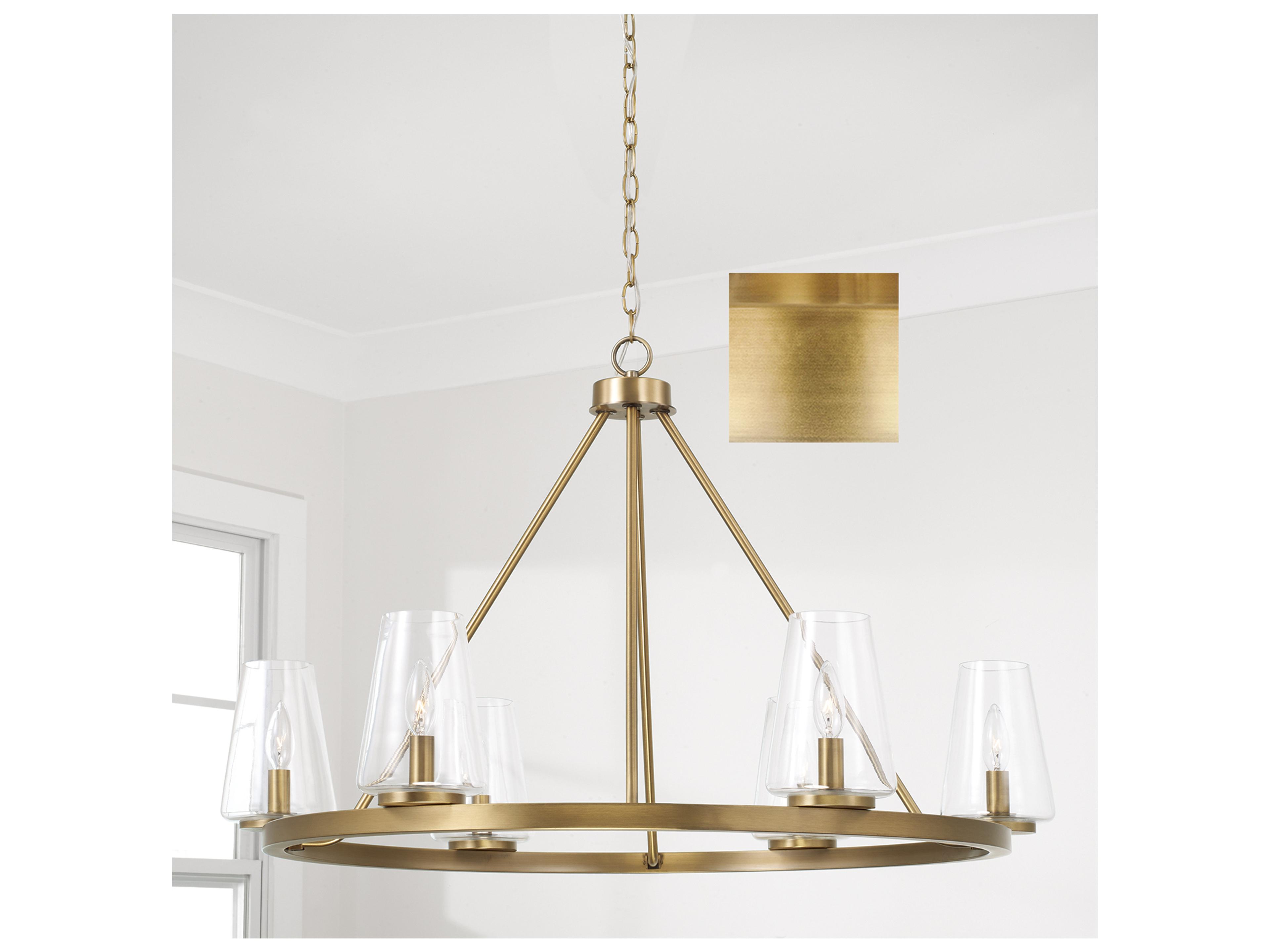 Capital Lighting Aaron 6-light Aged Brass Glass Candelabra Round Chandelier