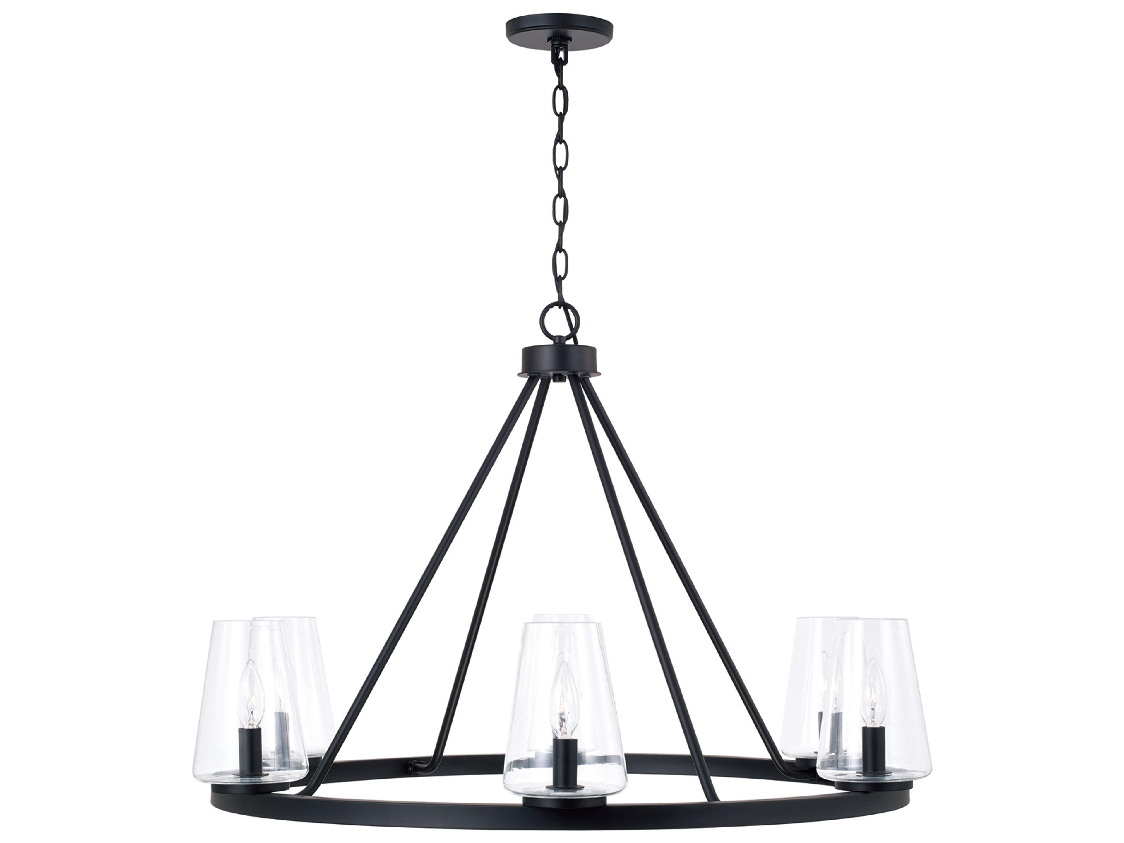 Capital Lighting Aaron 6-light Matte Black Candelabra Round Chandelier