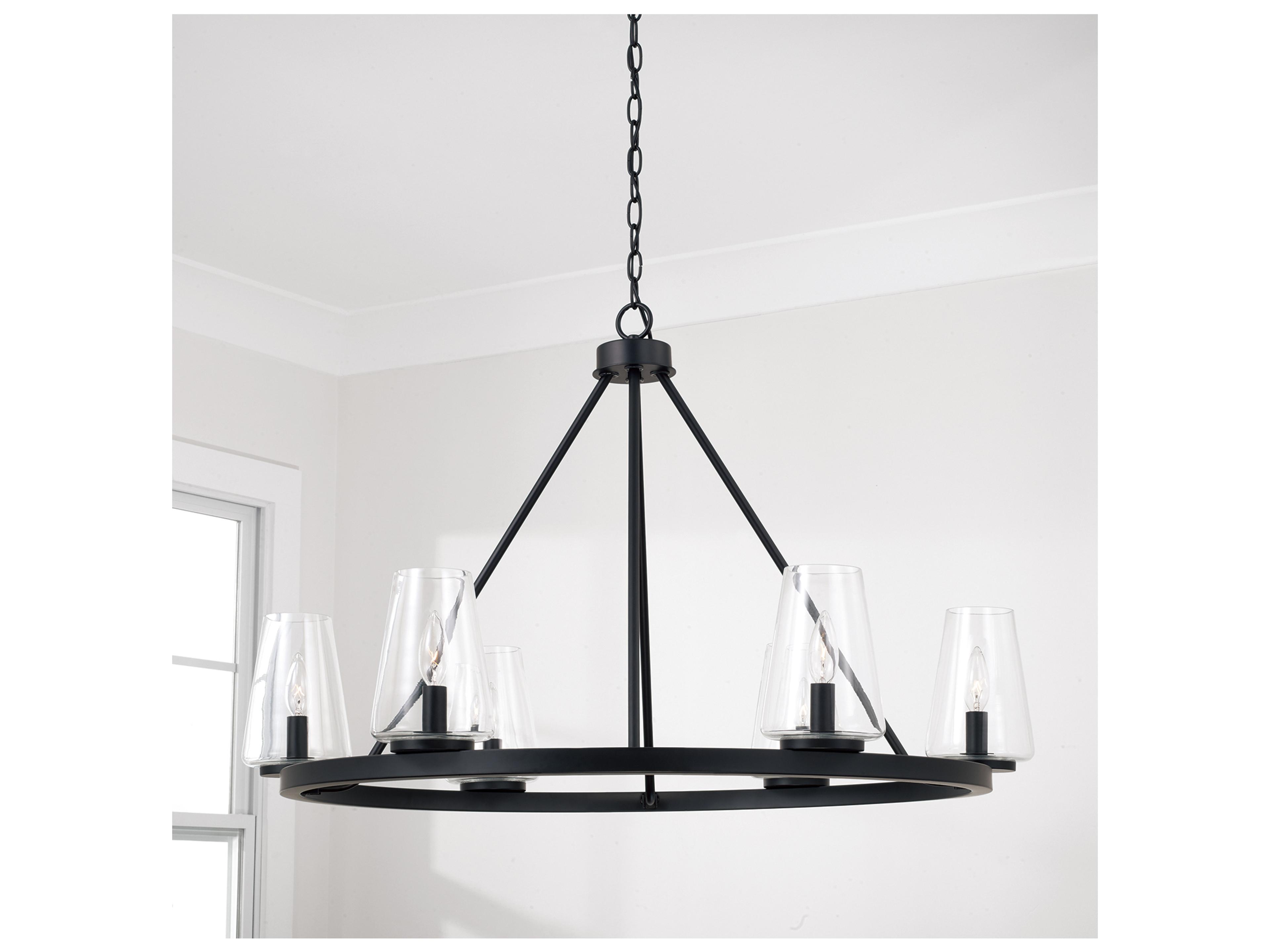 Capital Lighting Aaron 6-light Matte Black Candelabra Round Chandelier