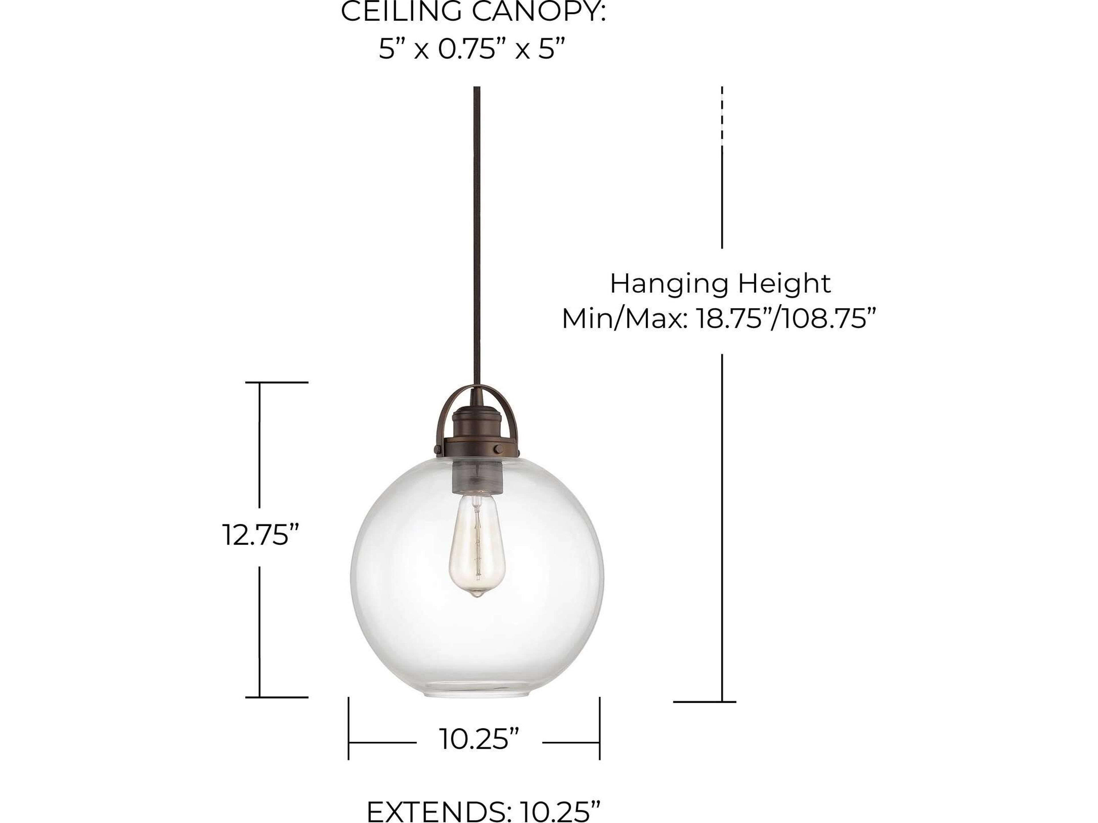 Capital Lighting 1-Light Burnished Bronze Glass Globe Mini Pendant