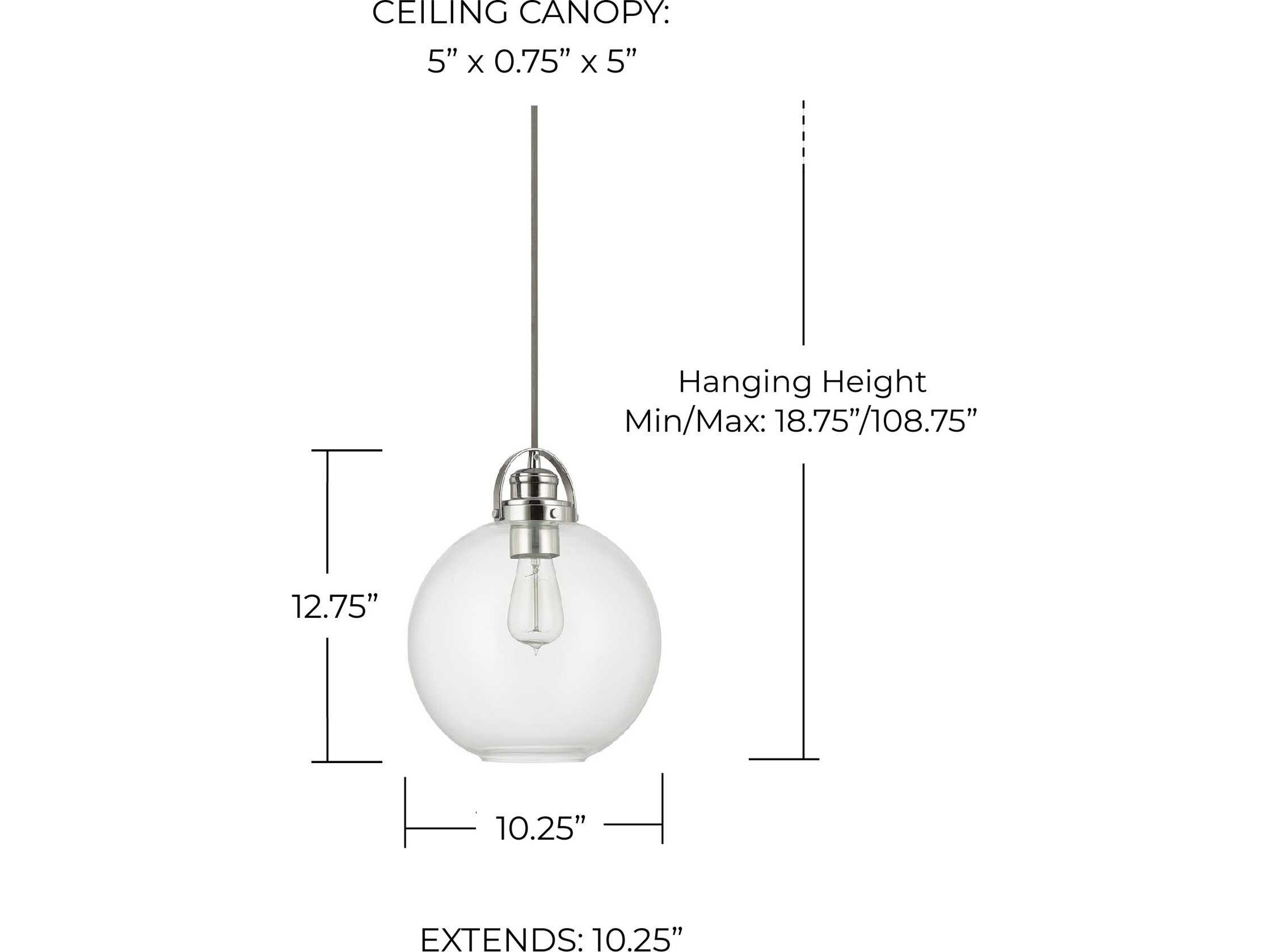 Capital Lighting 1-Light Polished Nickel Glass Globe Mini Pendant