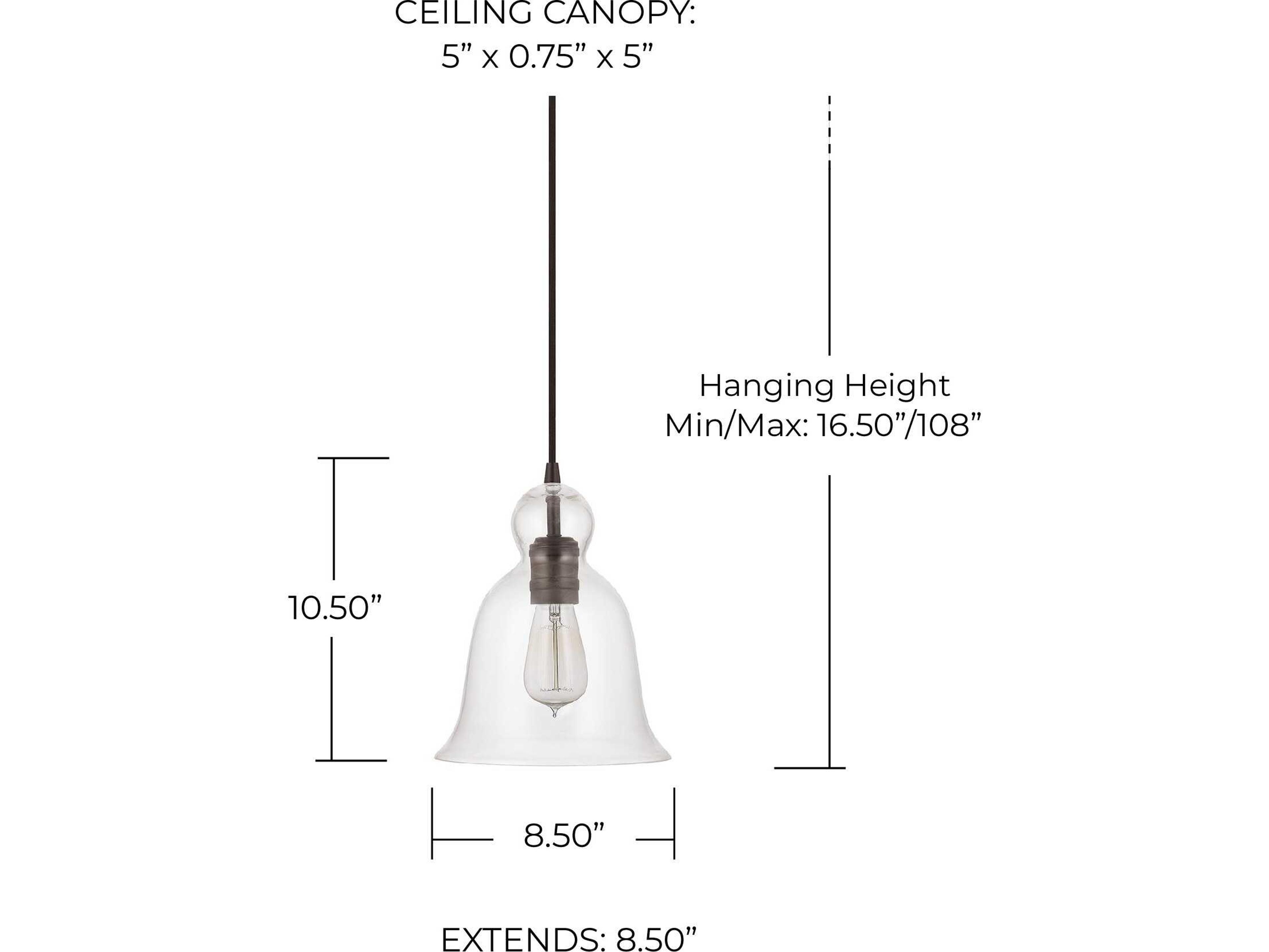 Capital Lighting 1-Light Burnished Bronze Glass Bell Mini Pendant