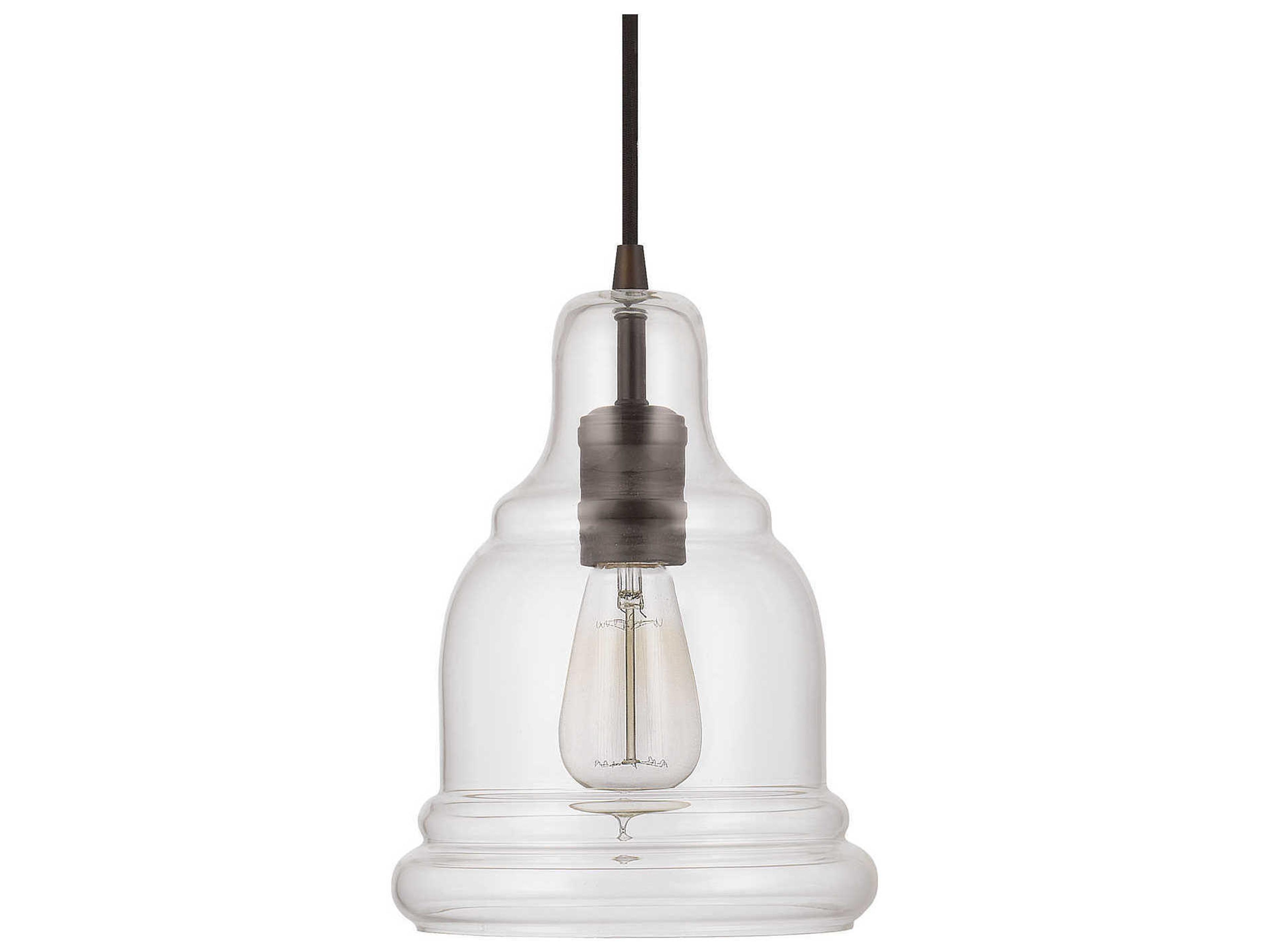 1-Light Burnished Bronze Glass Bell Mini Pendant