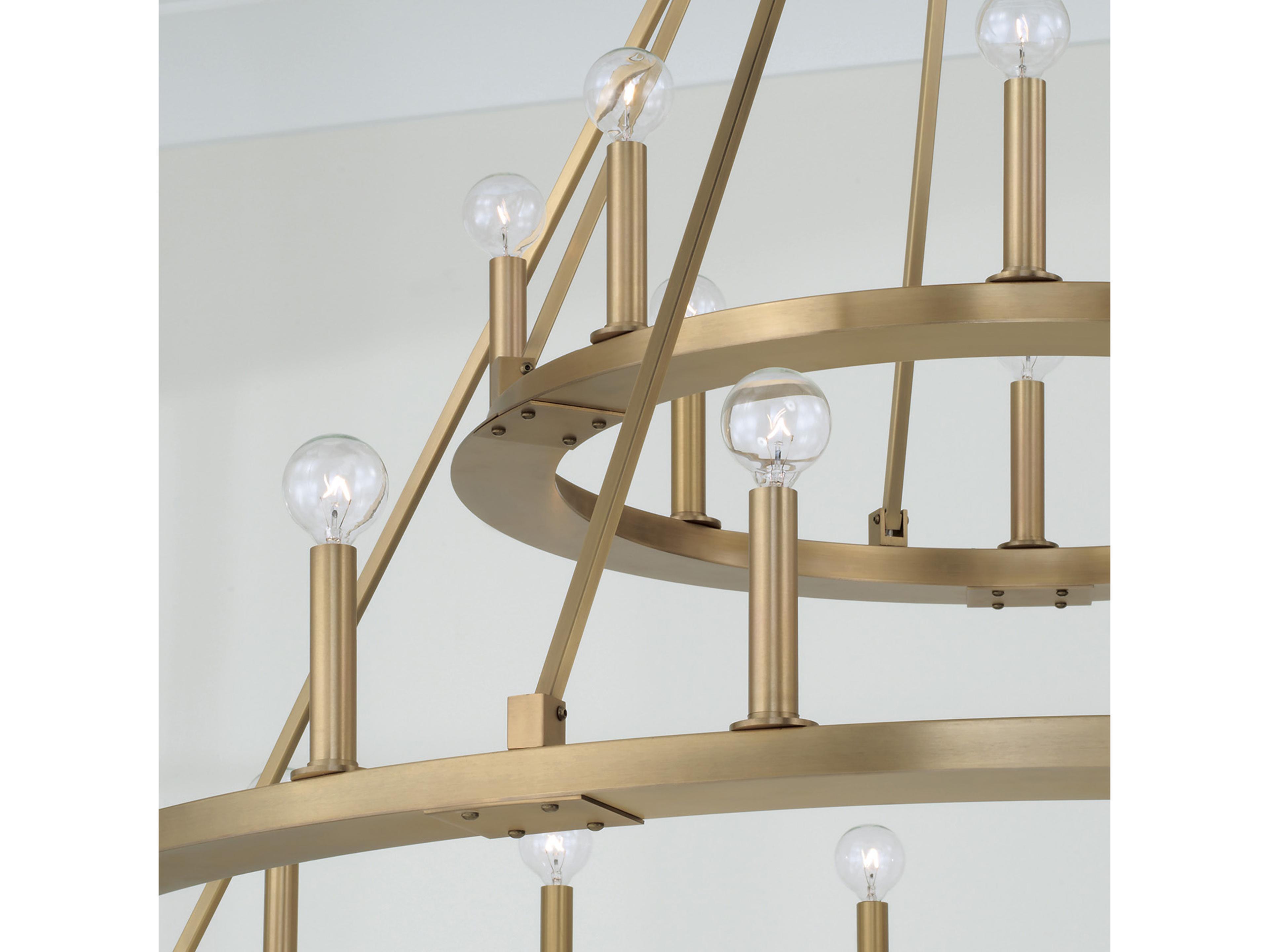 Capital Lighting Pearson 24-Light Aged Brass Candelabra Round Tiered Chandelier