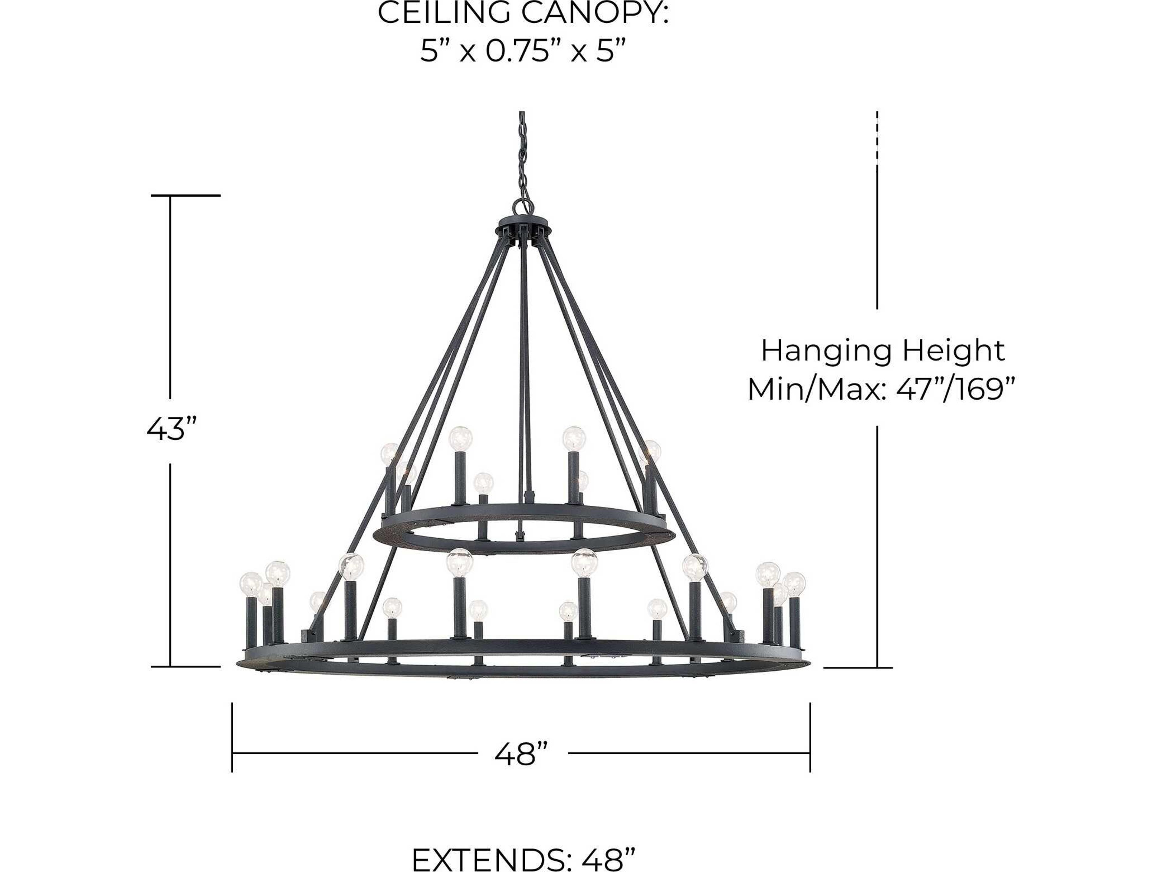 Capital Lighting Pearson 24-Light Black Iron Round Tiered Chandelier