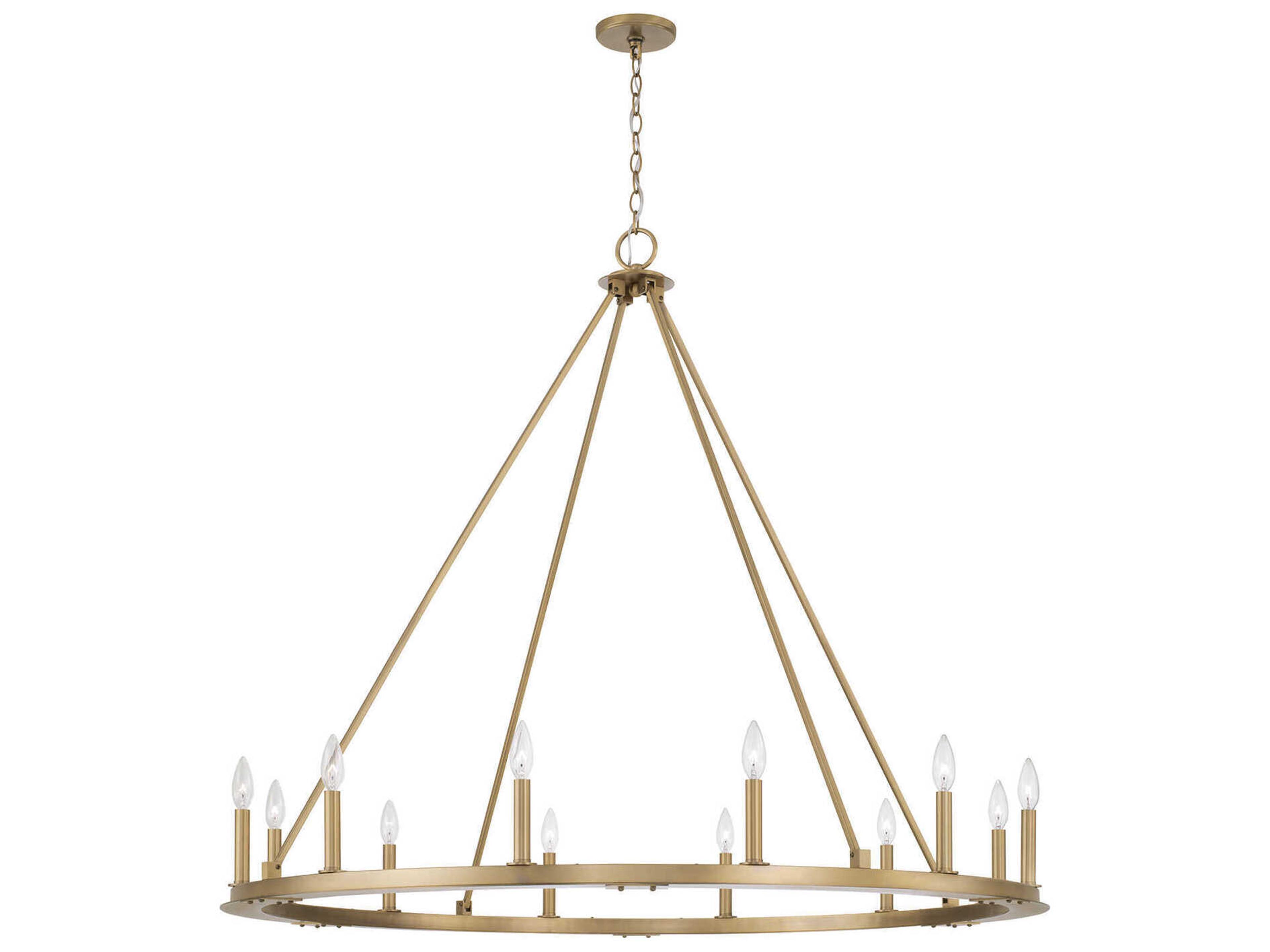 Pearson 12-Light Aged Brass Candelabra Round Chandelier