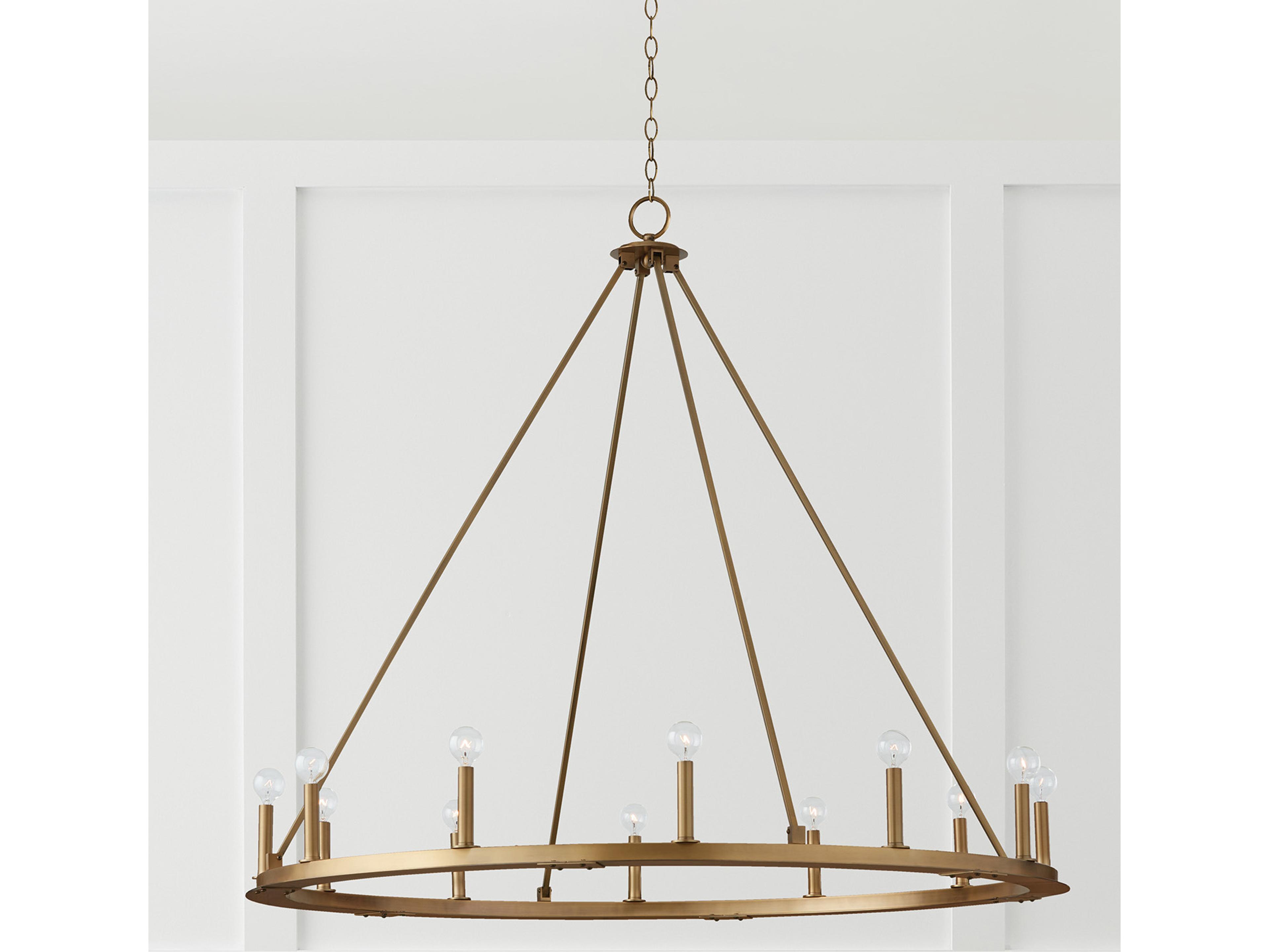 Capital Lighting Pearson 12-Light Aged Brass Candelabra Round Chandelier