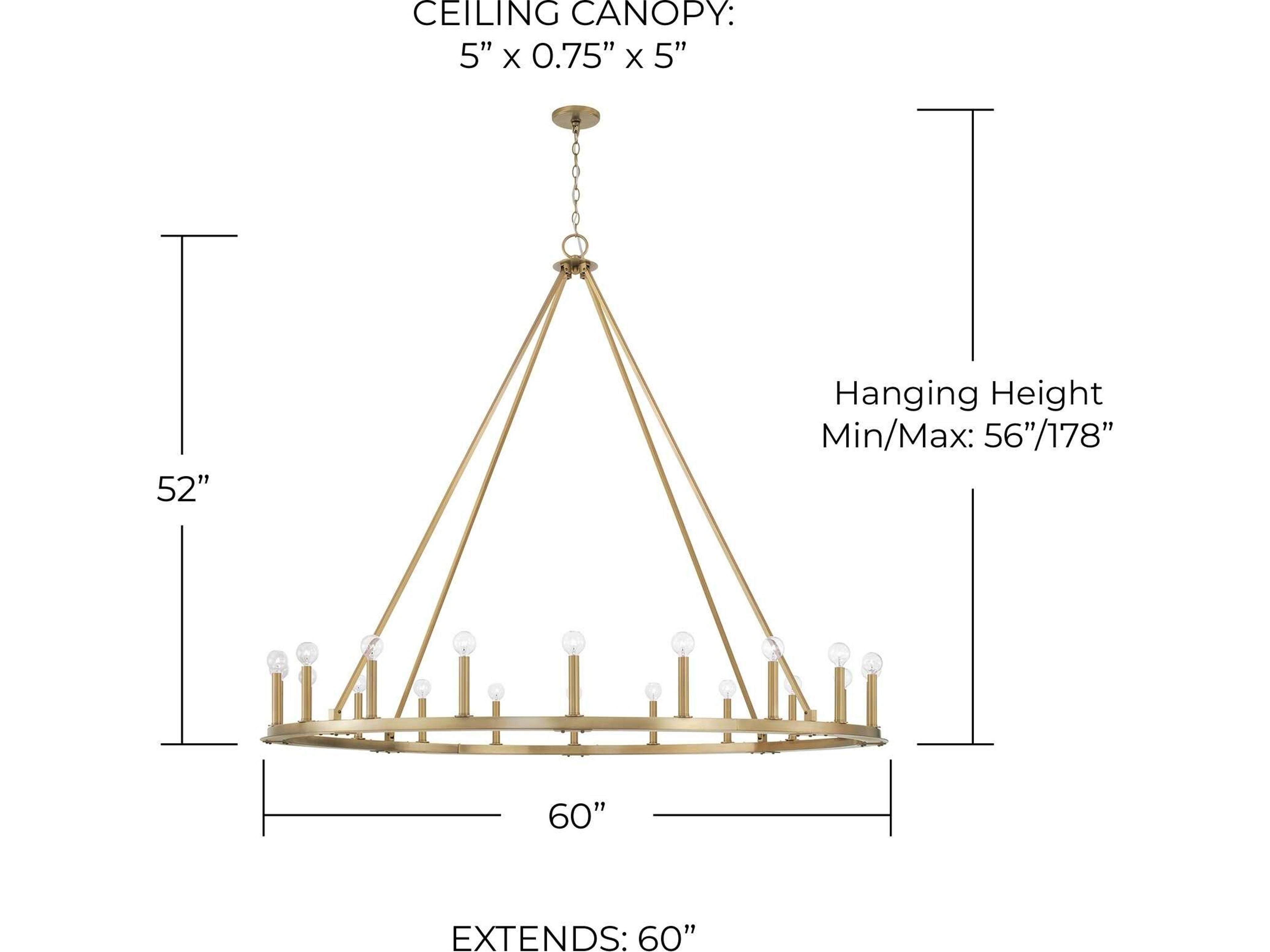 Capital Lighting Pearson 20-Light Aged Brass Candelabra Round Chandelier