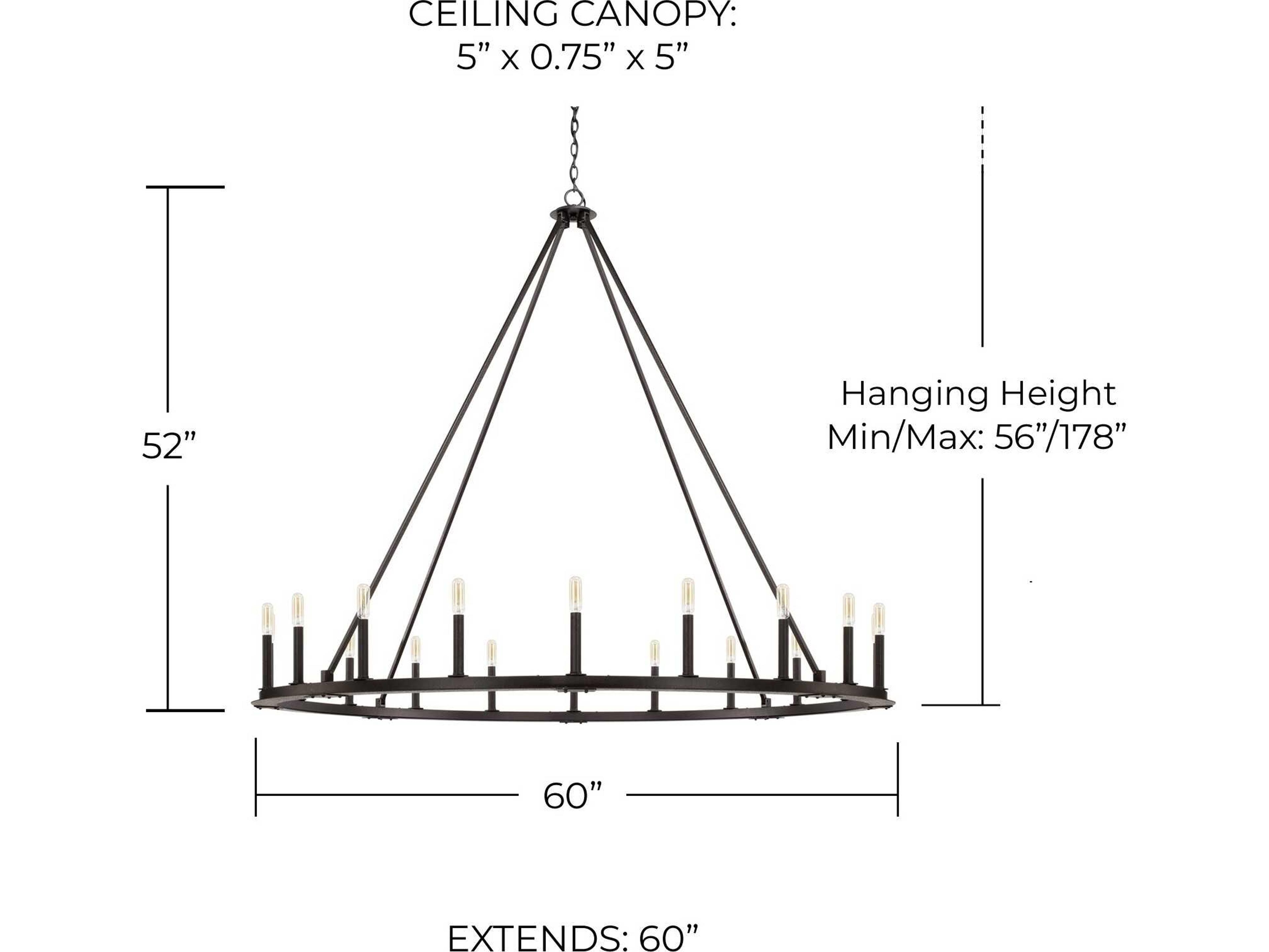 Capital Lighting Pearson 20-Light Black Iron Candelabra Round Chandelier