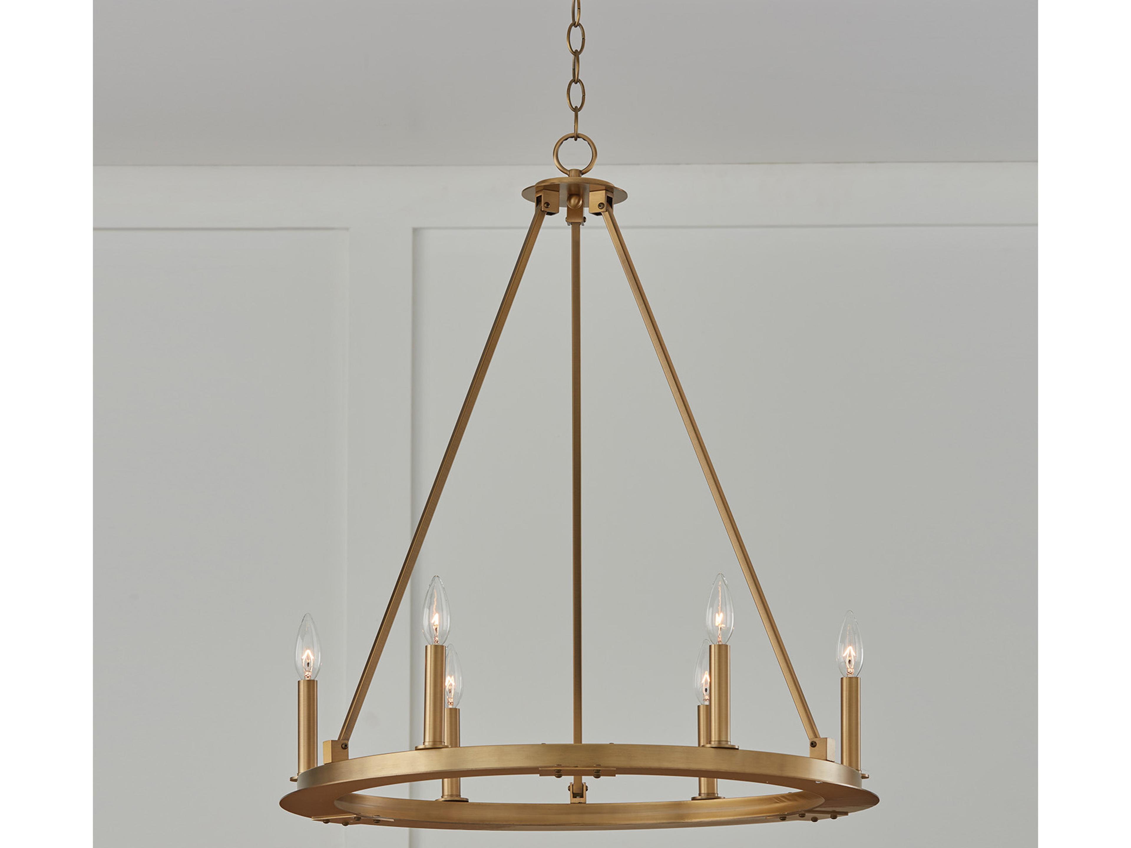 Capital Lighting Pearson 6-Light Aged Brass Candelabra Round Chandelier