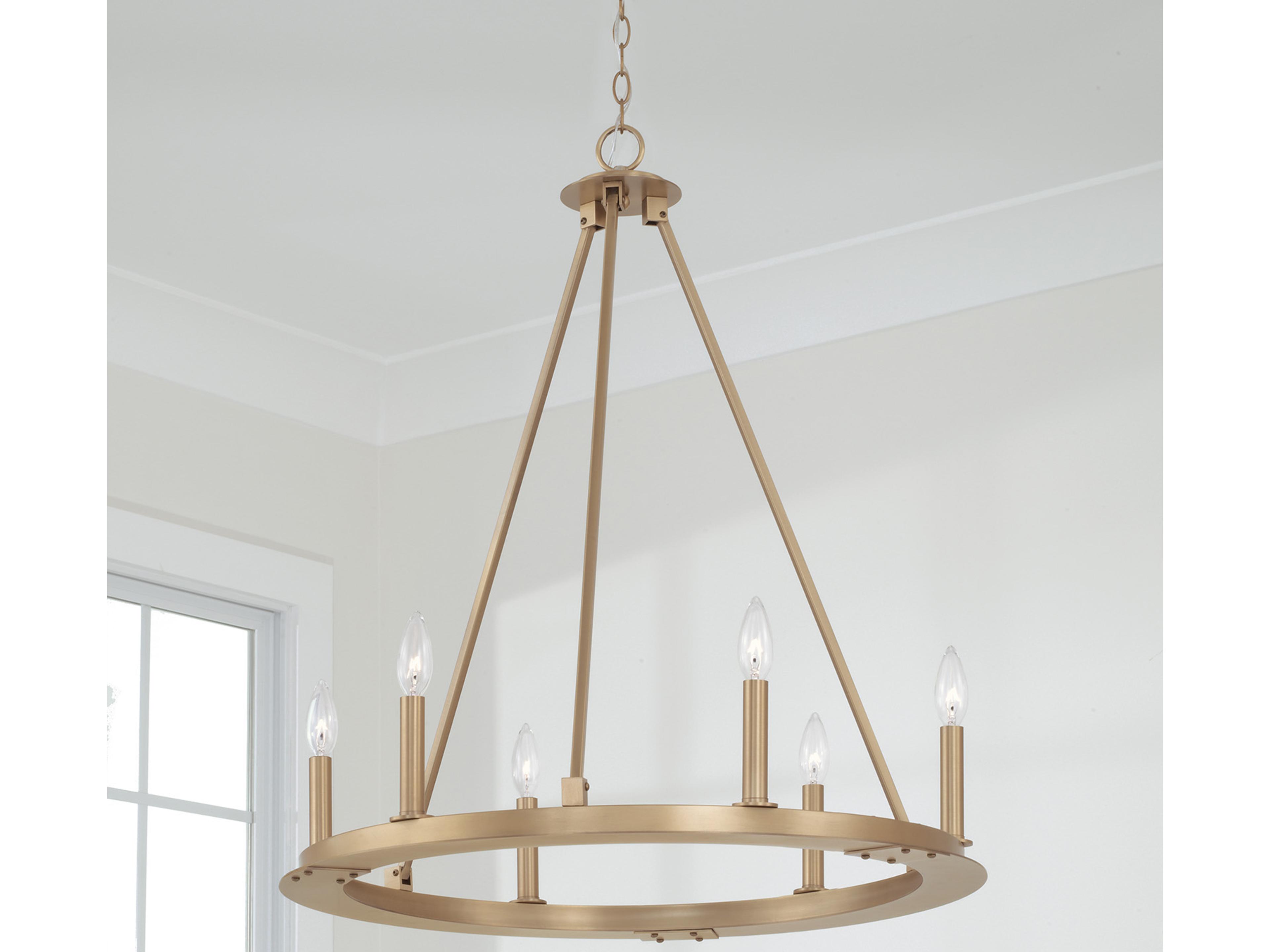 Capital Lighting Pearson 6-Light Aged Brass Candelabra Round Chandelier