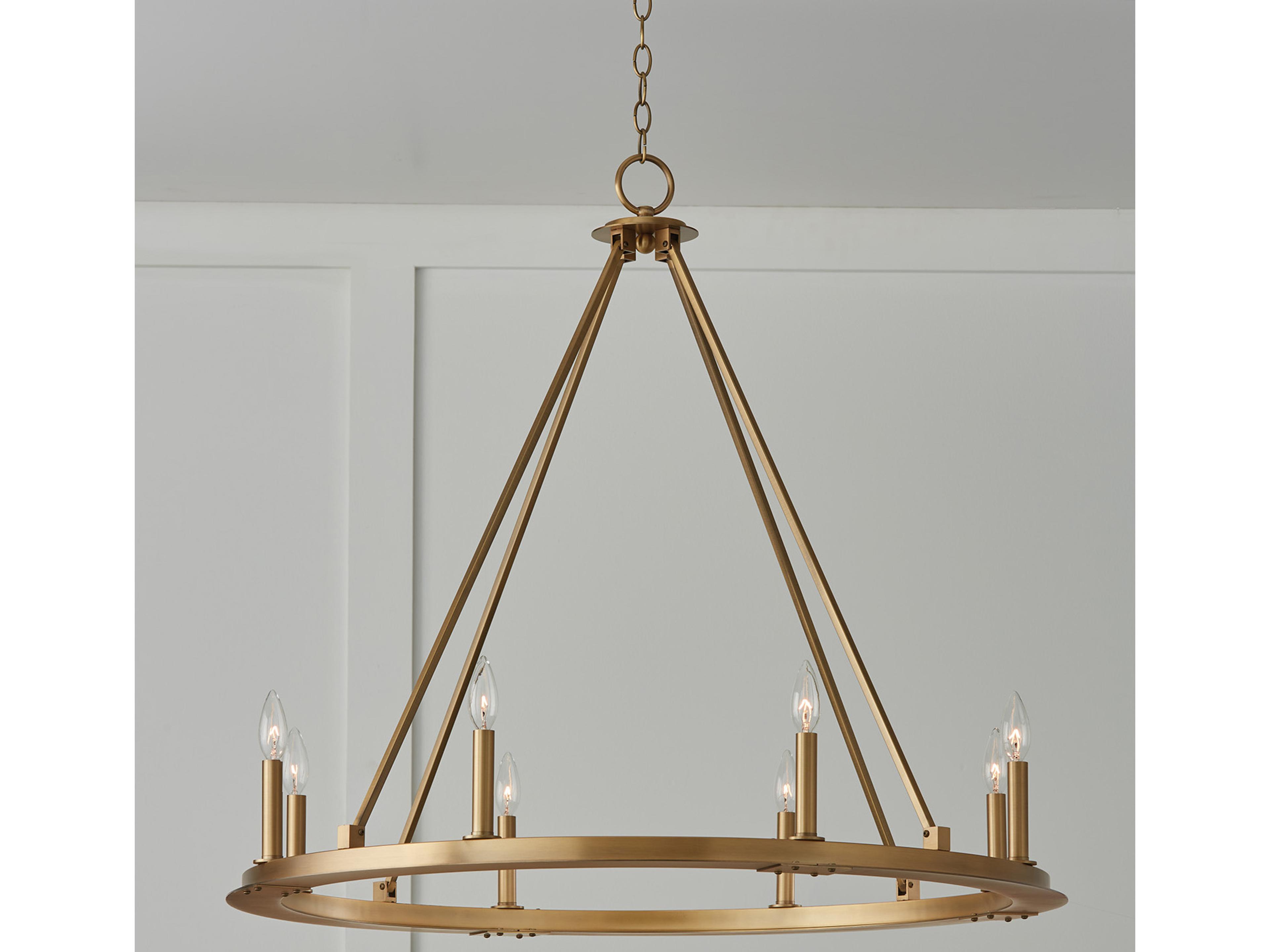 Capital Lighting Pearson 8-Light Aged Brass Candelabra Round Chandelier