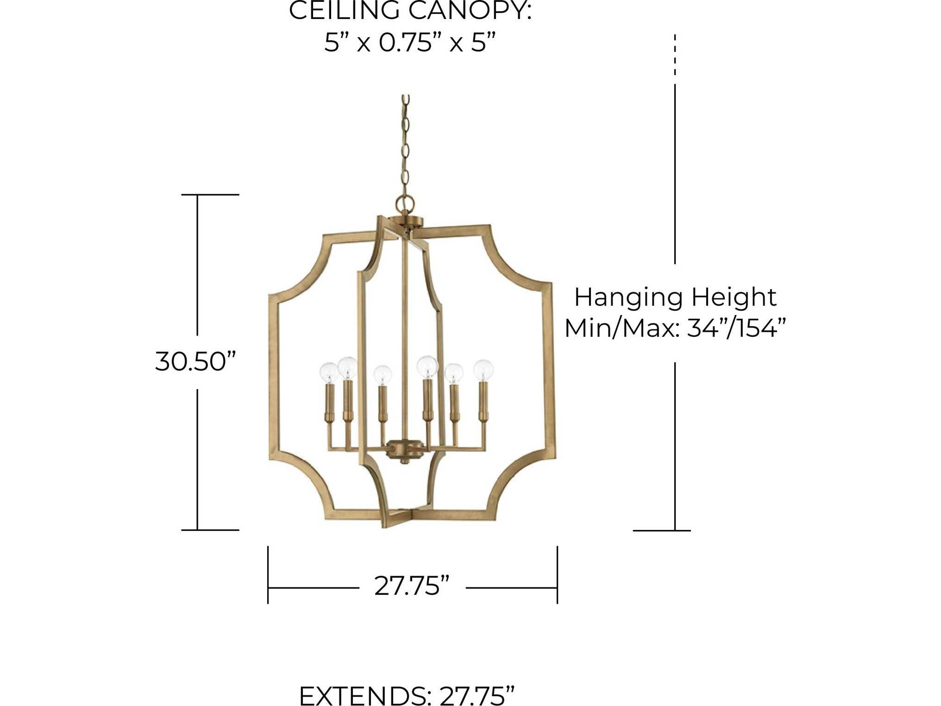 Capital Lighting 6-Light Aged Brass Candelabra Chandelier