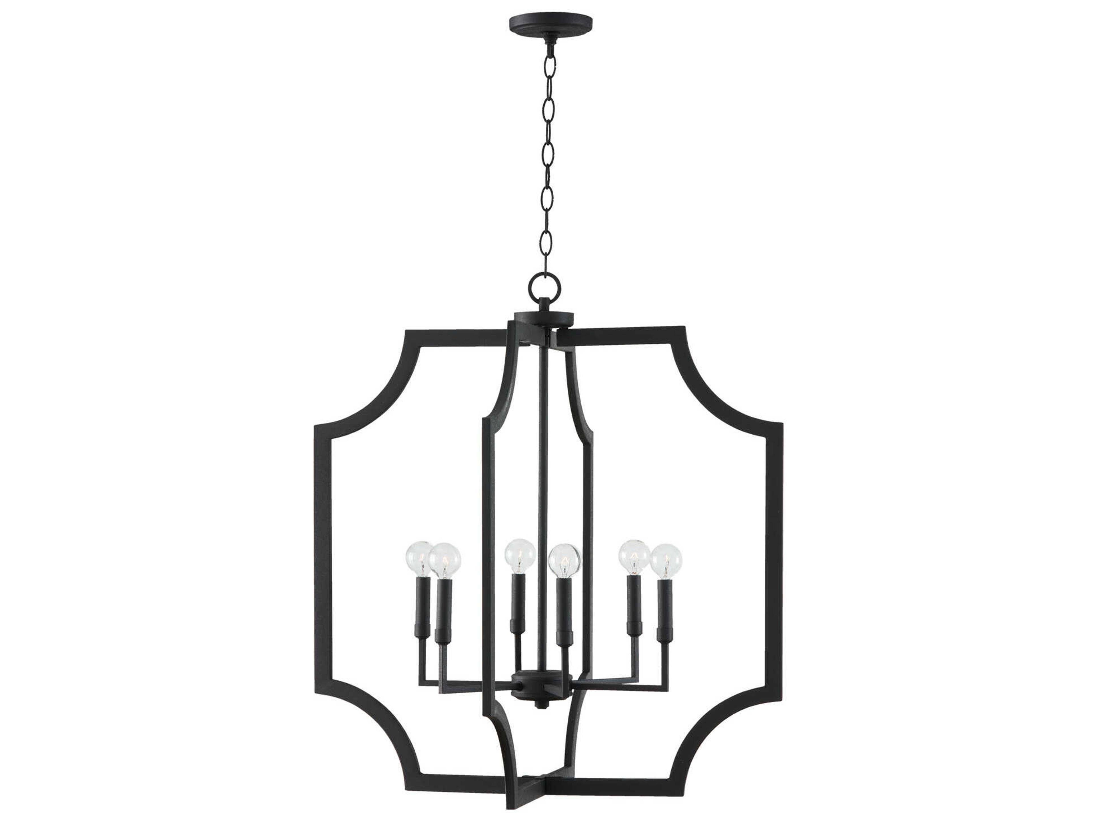 6-Light Black Iron Candelabra Chandelier