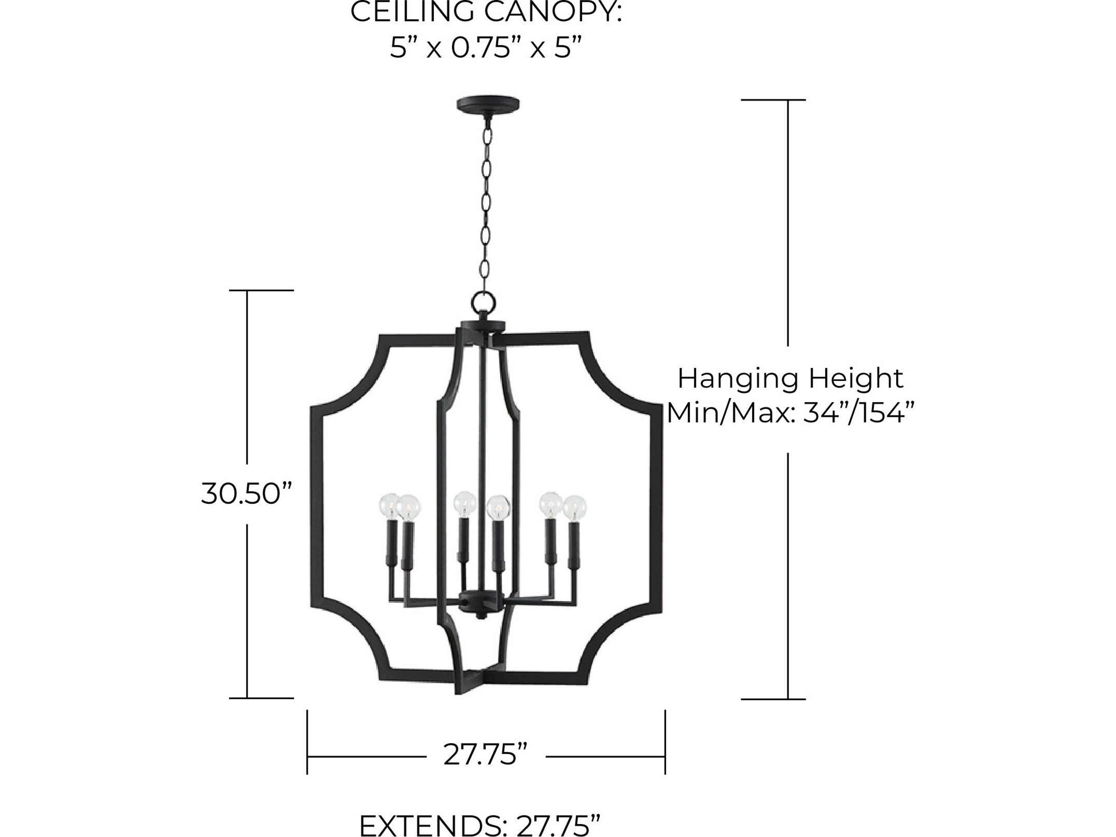 Capital Lighting 6-Light Black Iron Candelabra Chandelier