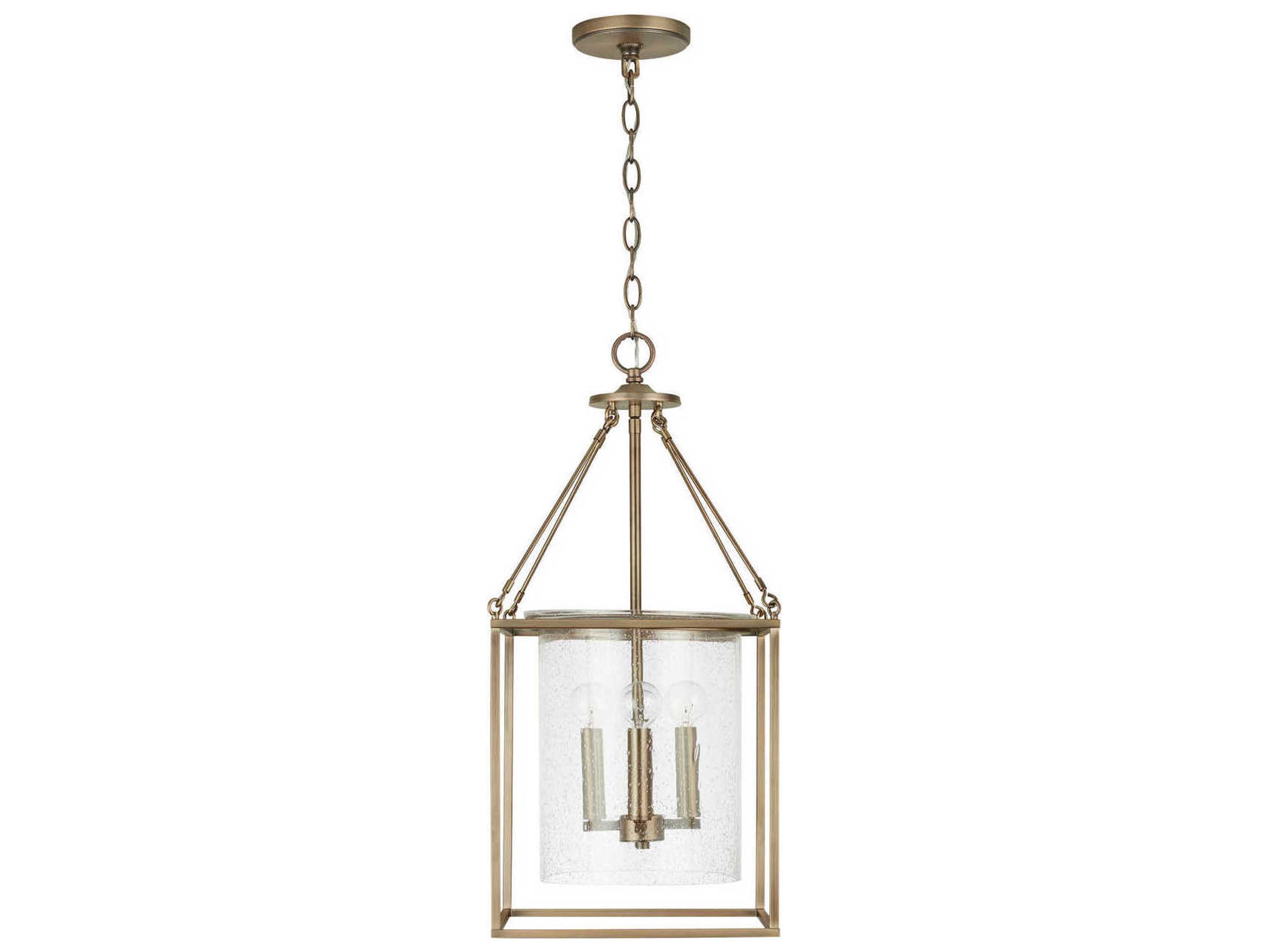 4-Light Aged Brass Glass Candelabra Cylinder Chandelier