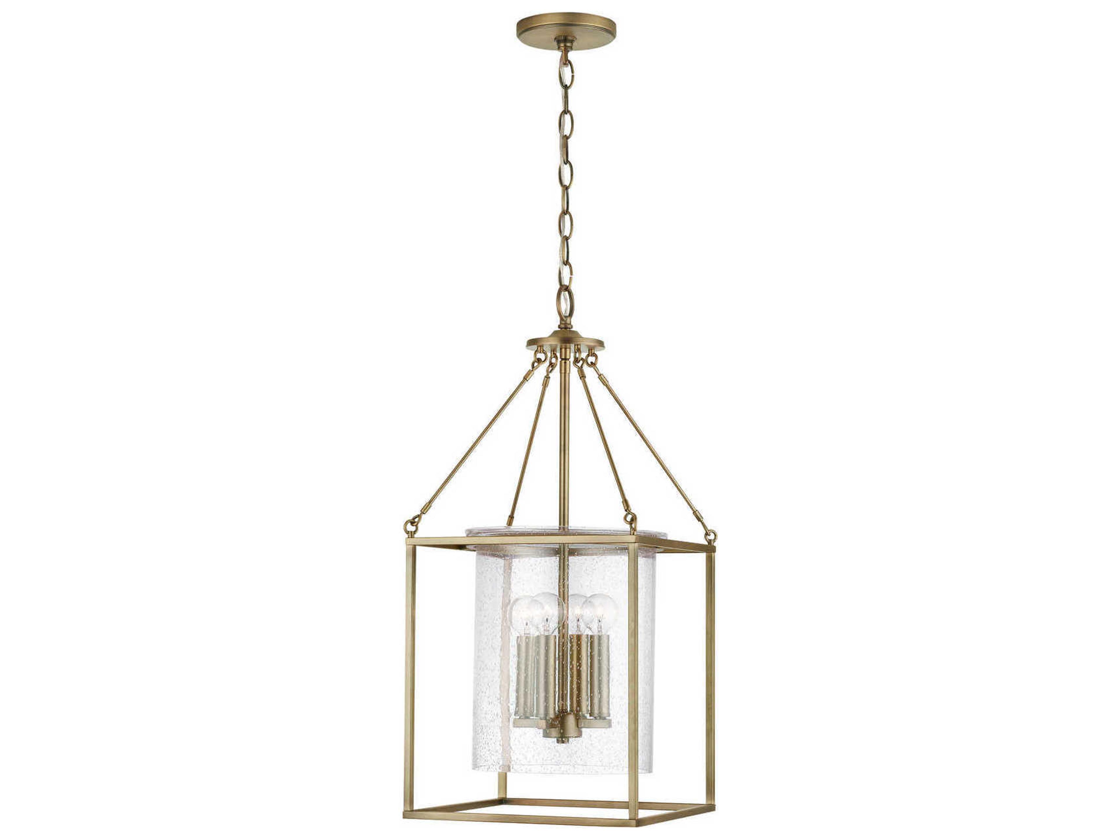 Capital Lighting 4-Light Aged Brass Glass Candelabra Cylinder Chandelier