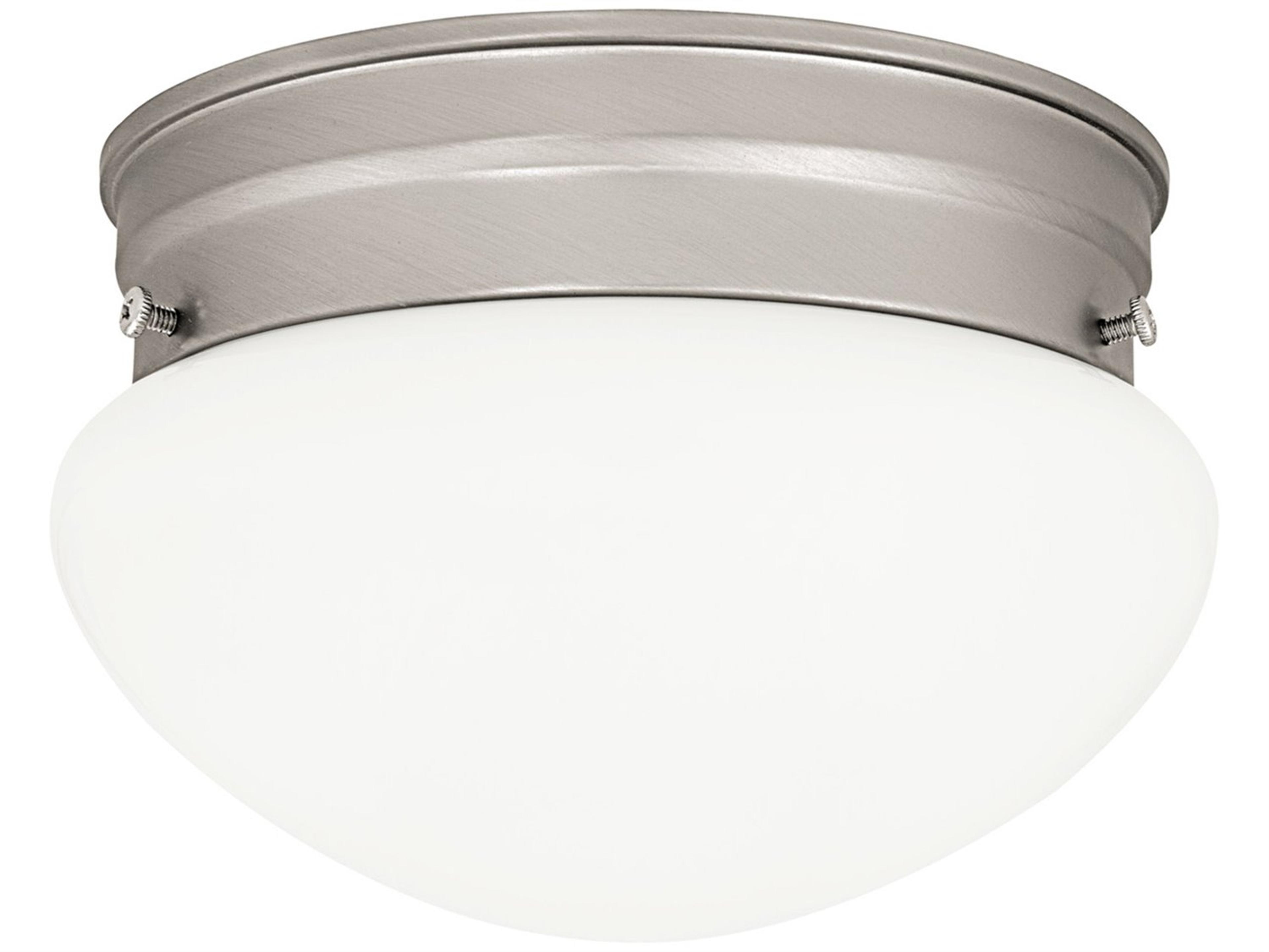 1-Light Matte Nickel Glass Bowl Flush Mount