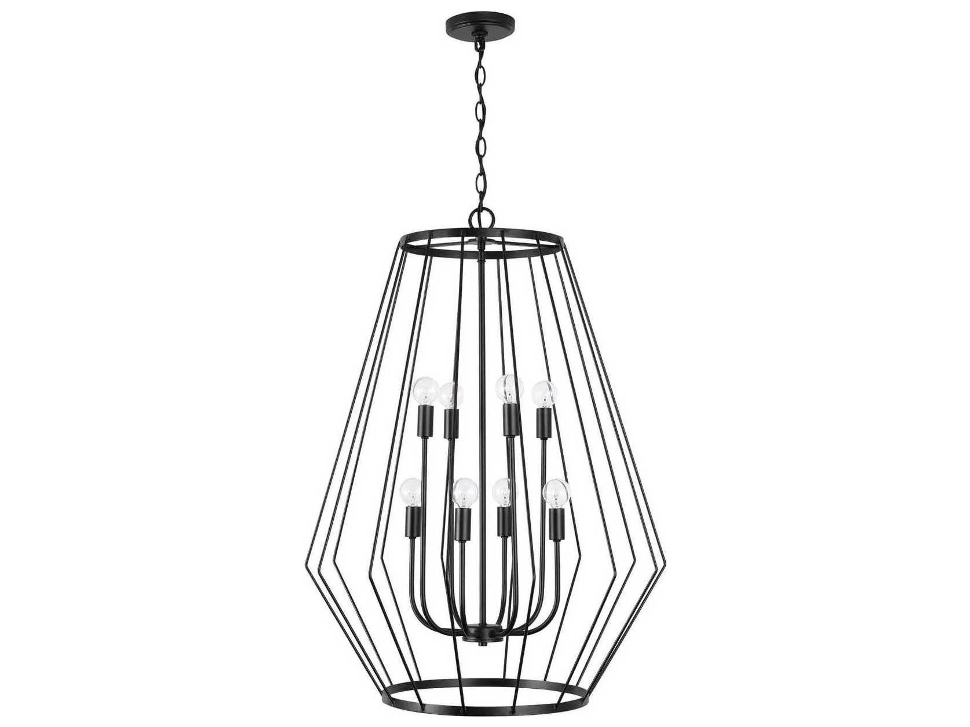 Corey 8-Light Matte Black Candelabra Tiered Chandelier