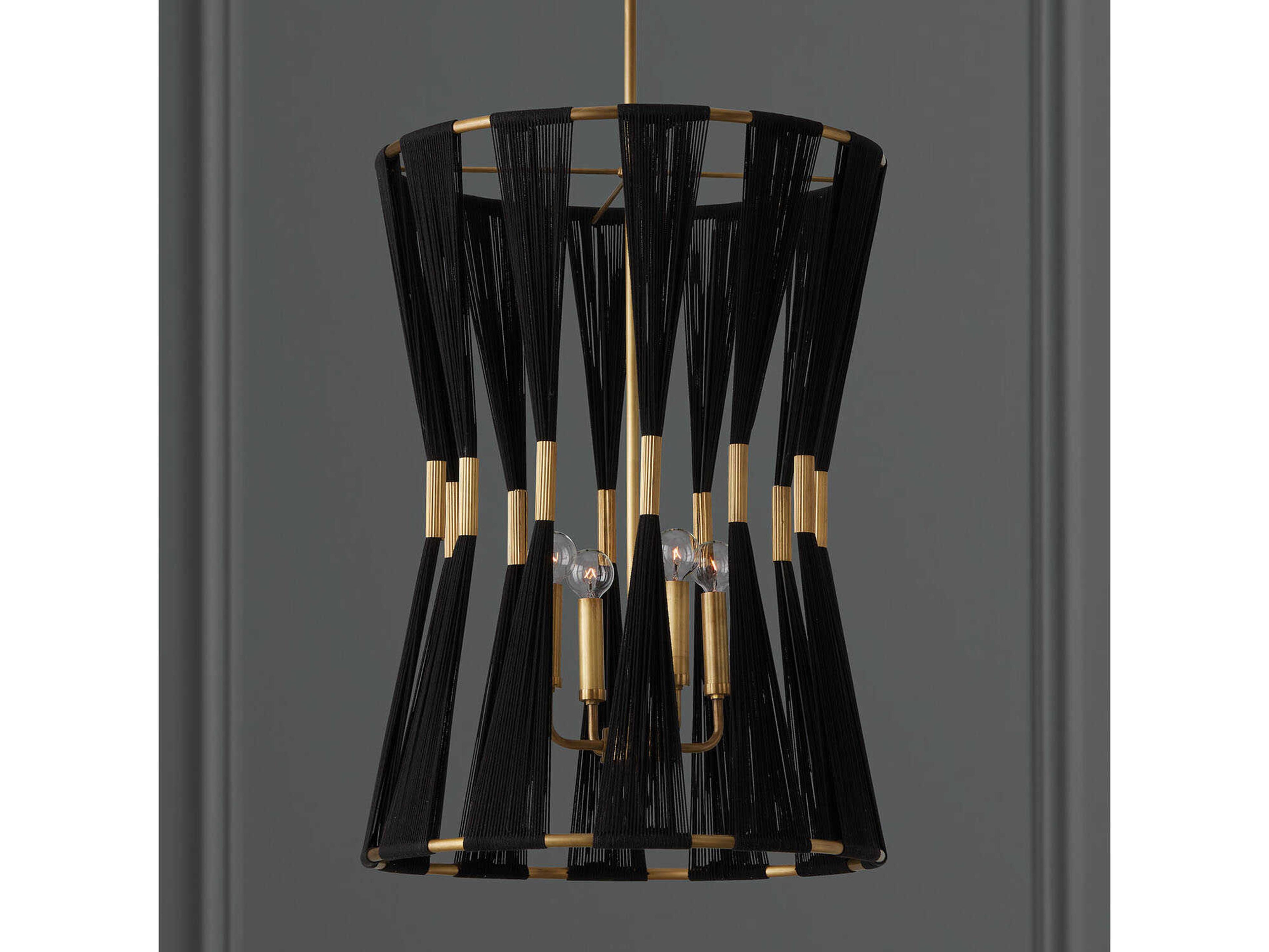 Capital Lighting Bianca 4-Light Black Rope Patinaed Brass Pendant