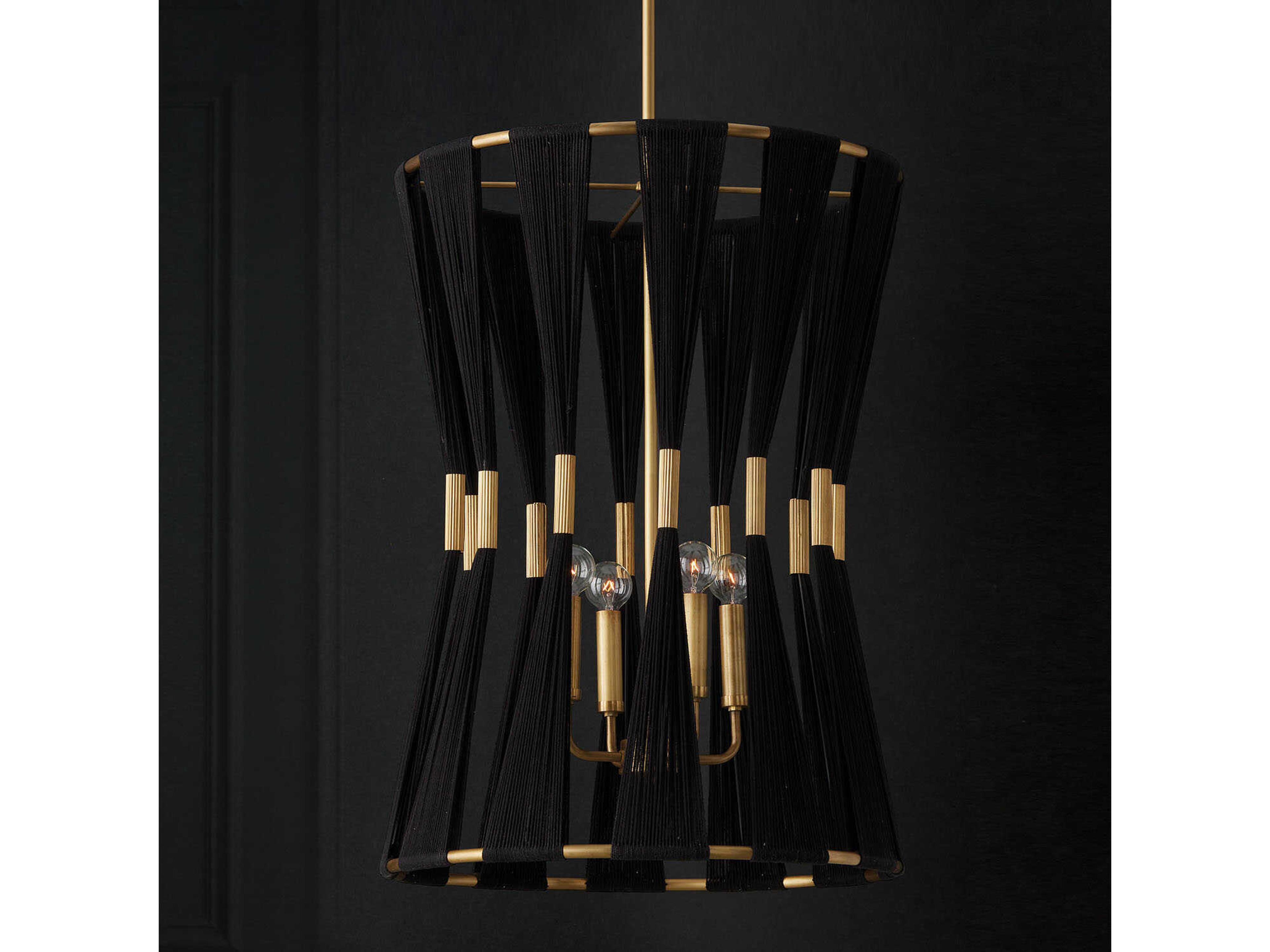 Capital Lighting Bianca 4-Light Black Rope Patinaed Brass Pendant