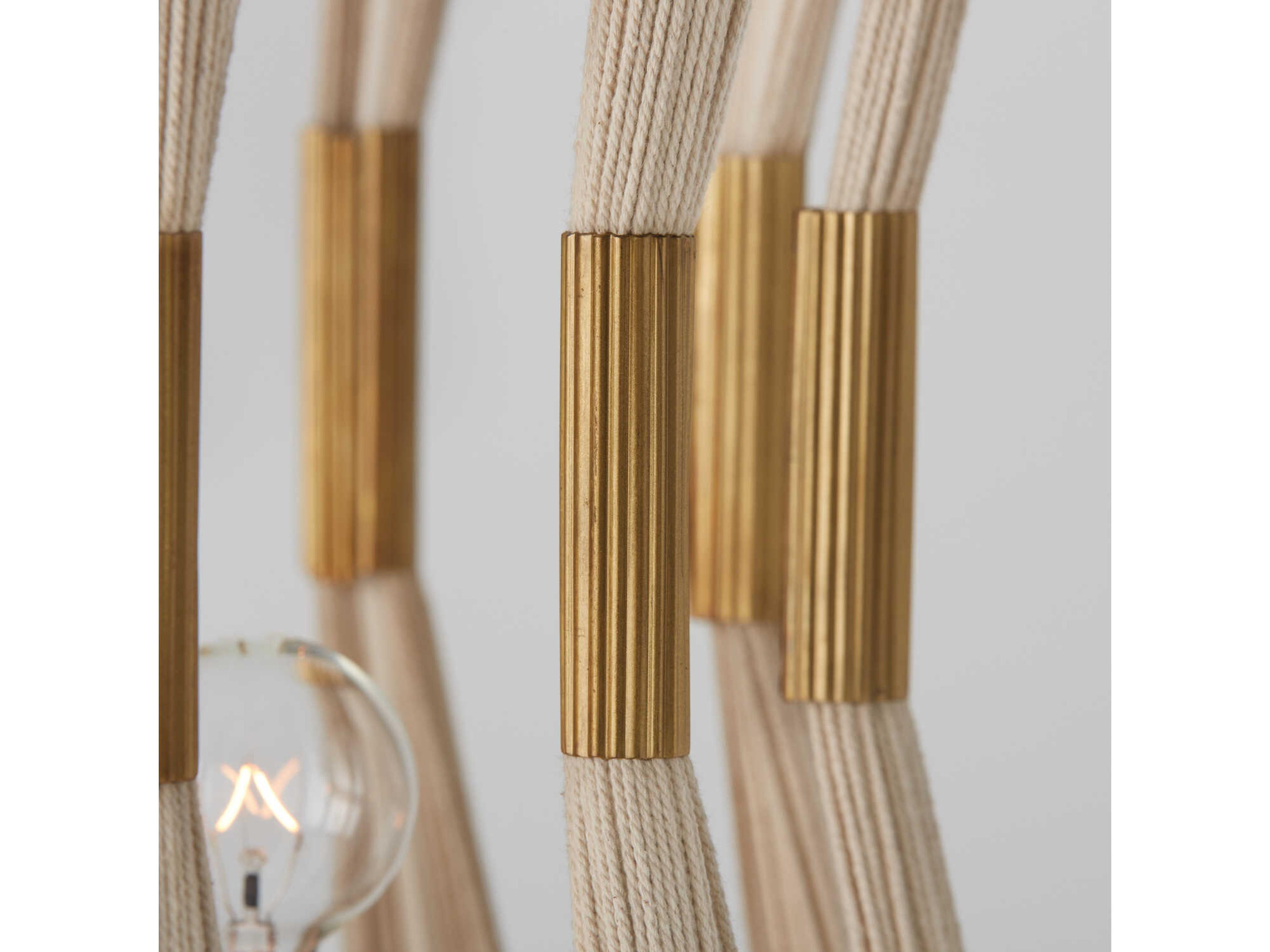 Capital Lighting Bianca 4-Light Bleached Natural Rope Patinaed Brass White Pendant