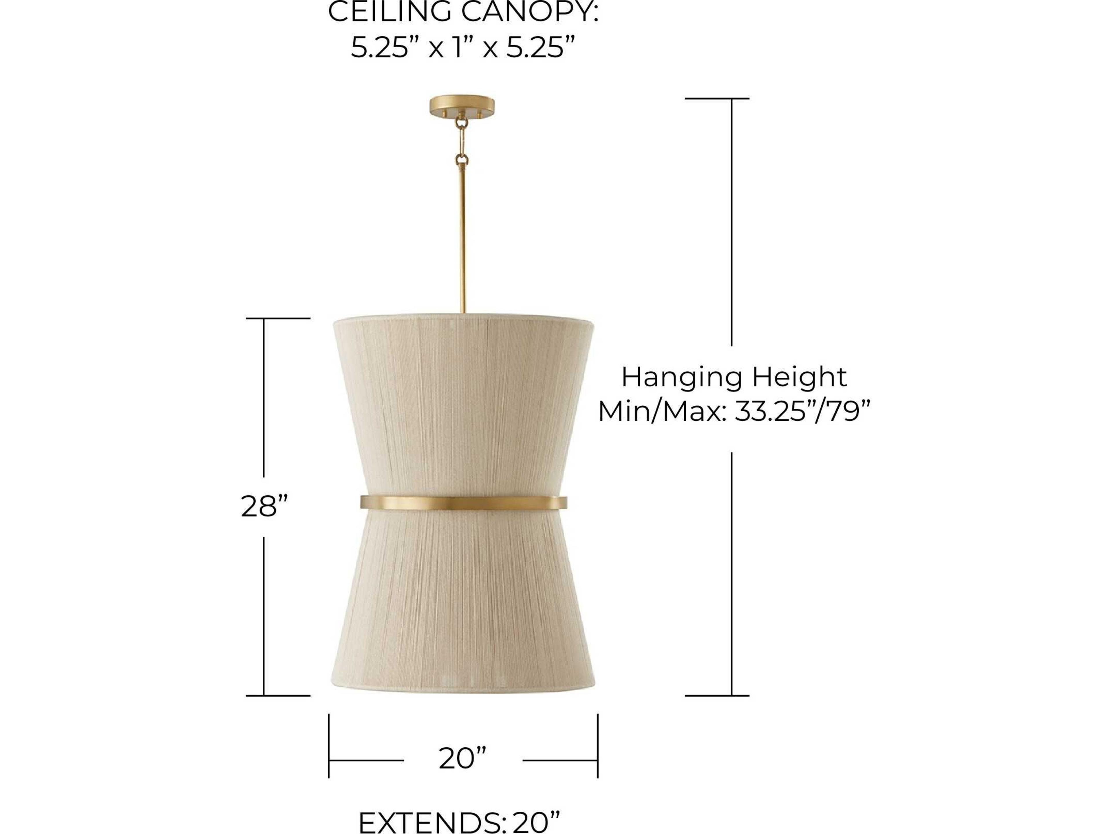 Capital Lighting Cecilia 6-Light Bleached Natural Rope Patinaed Brass White Pendant