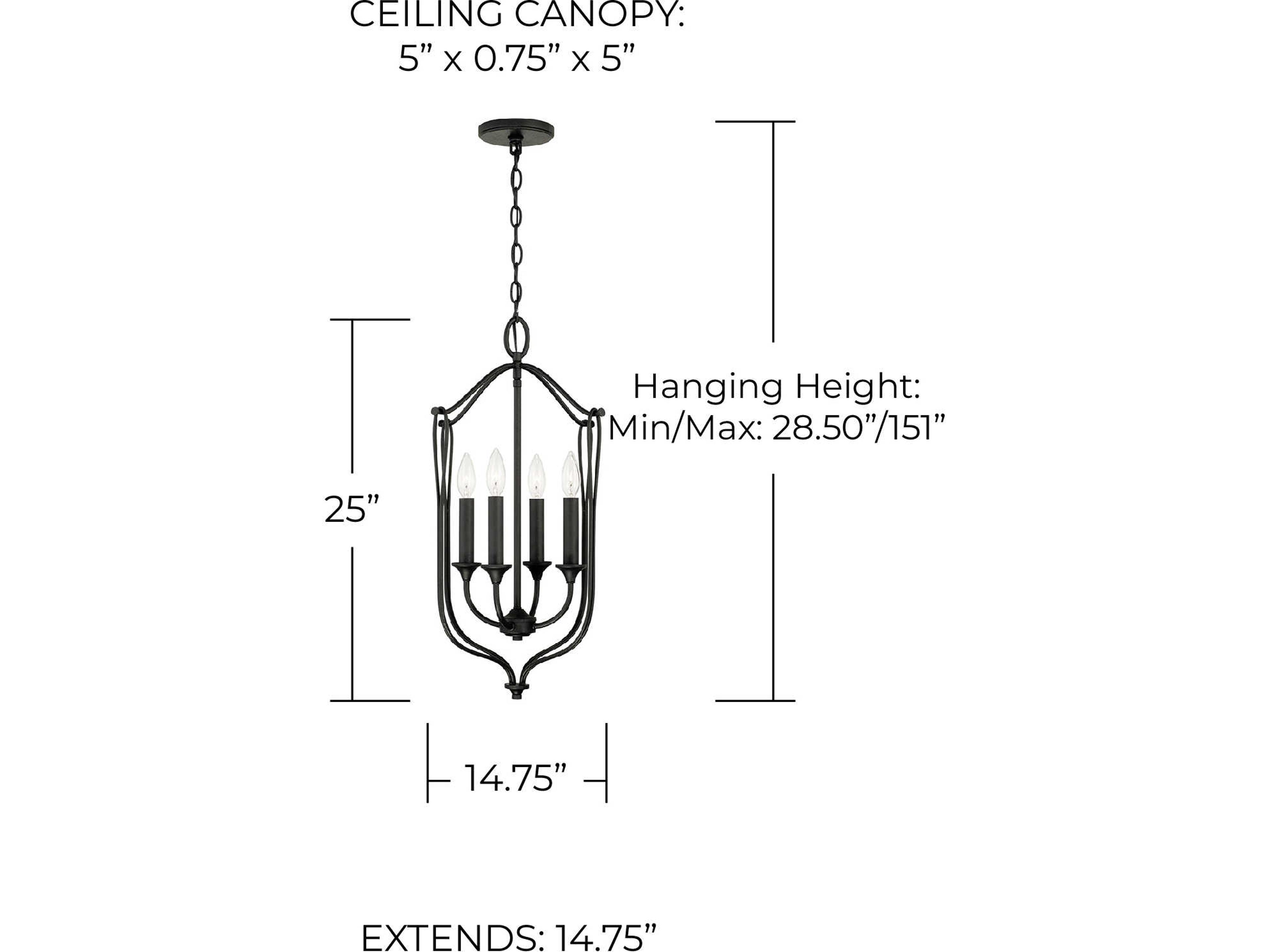 Capital Lighting Bentley 4-Light Black Iron Pendant
