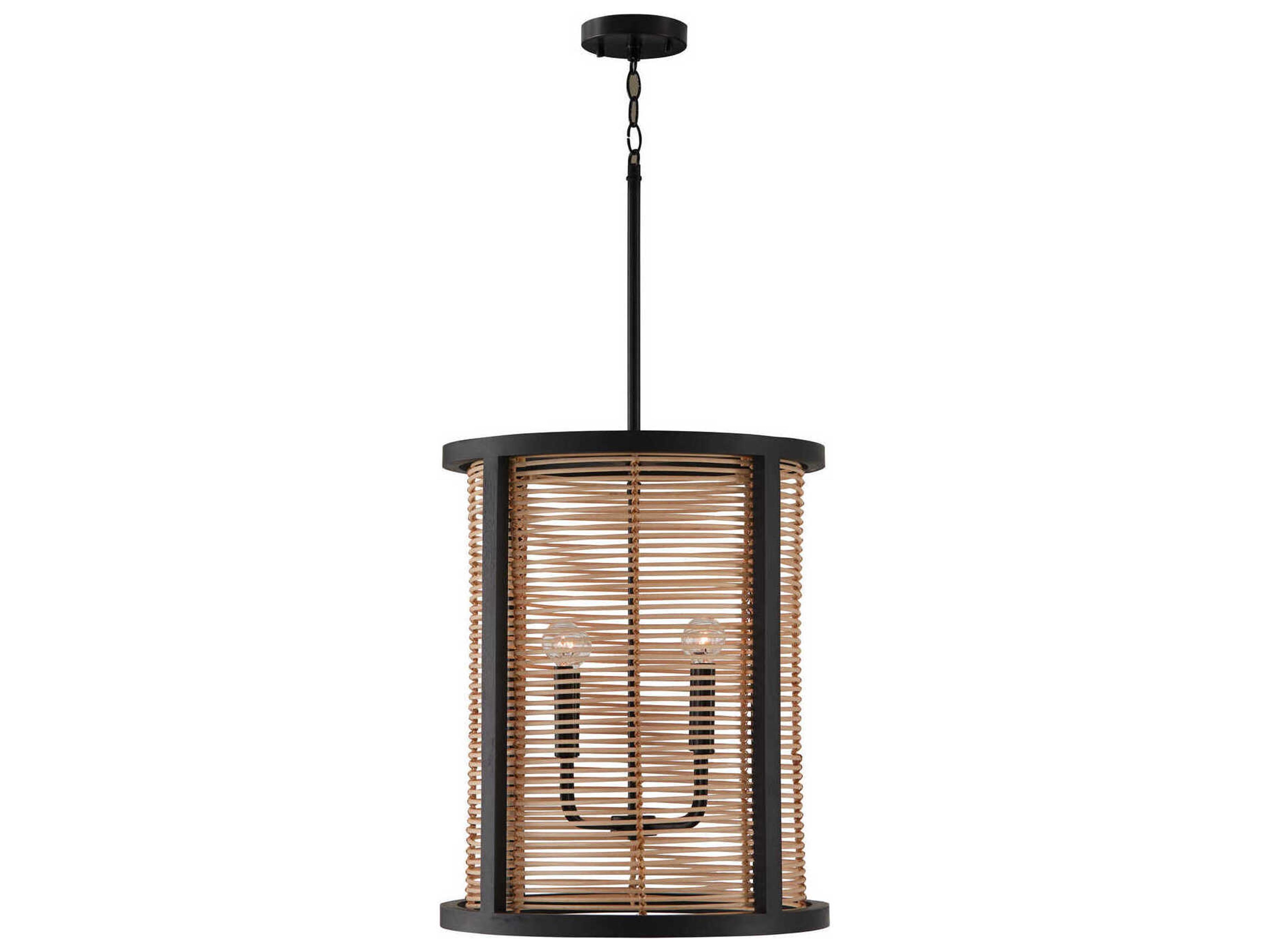 Rico 4-Light Flat Black Candelabra Cylinder Chandelier