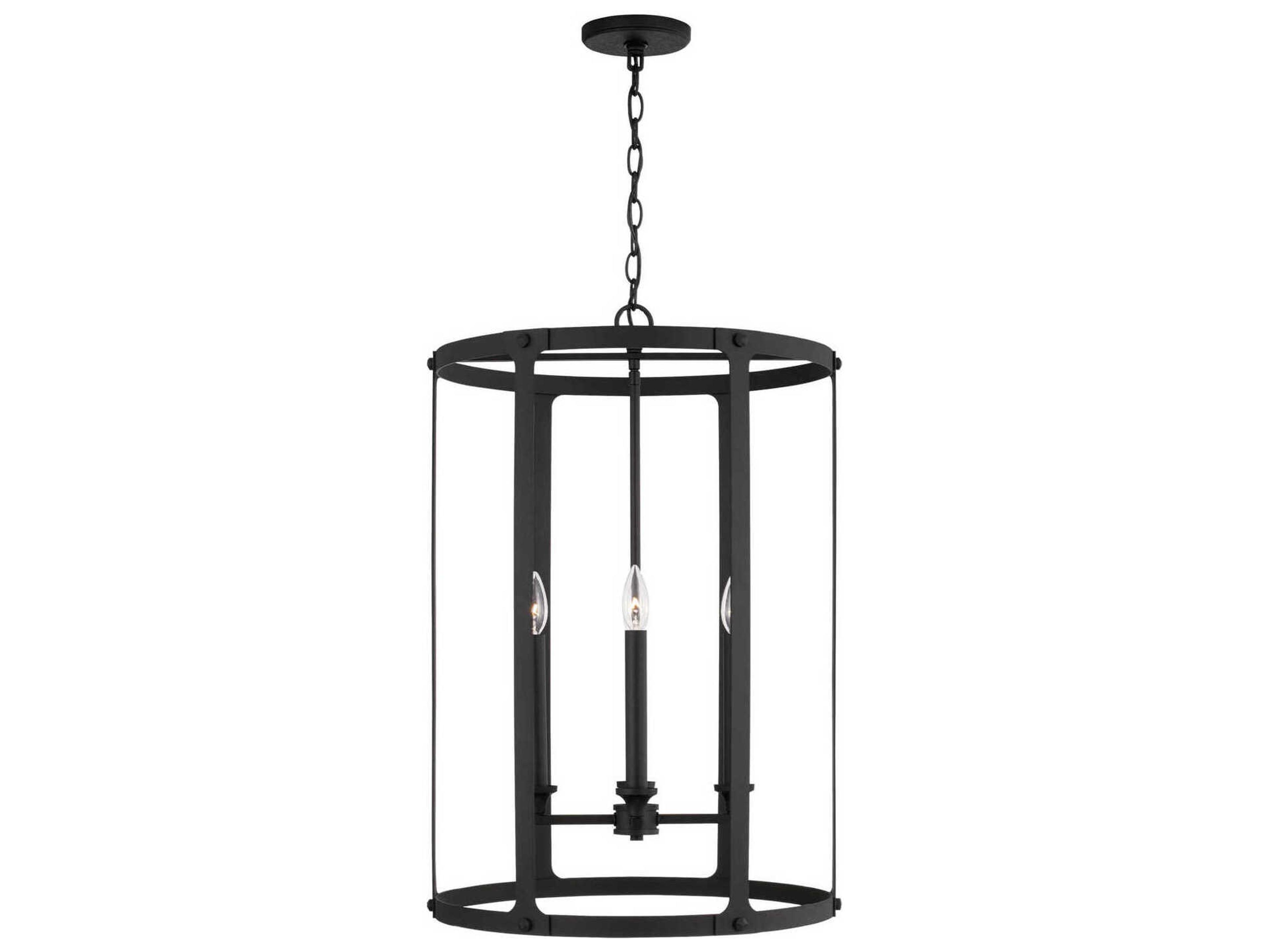 Brennen 4-Light Black Iron Candelabra Cylinder Chandelier