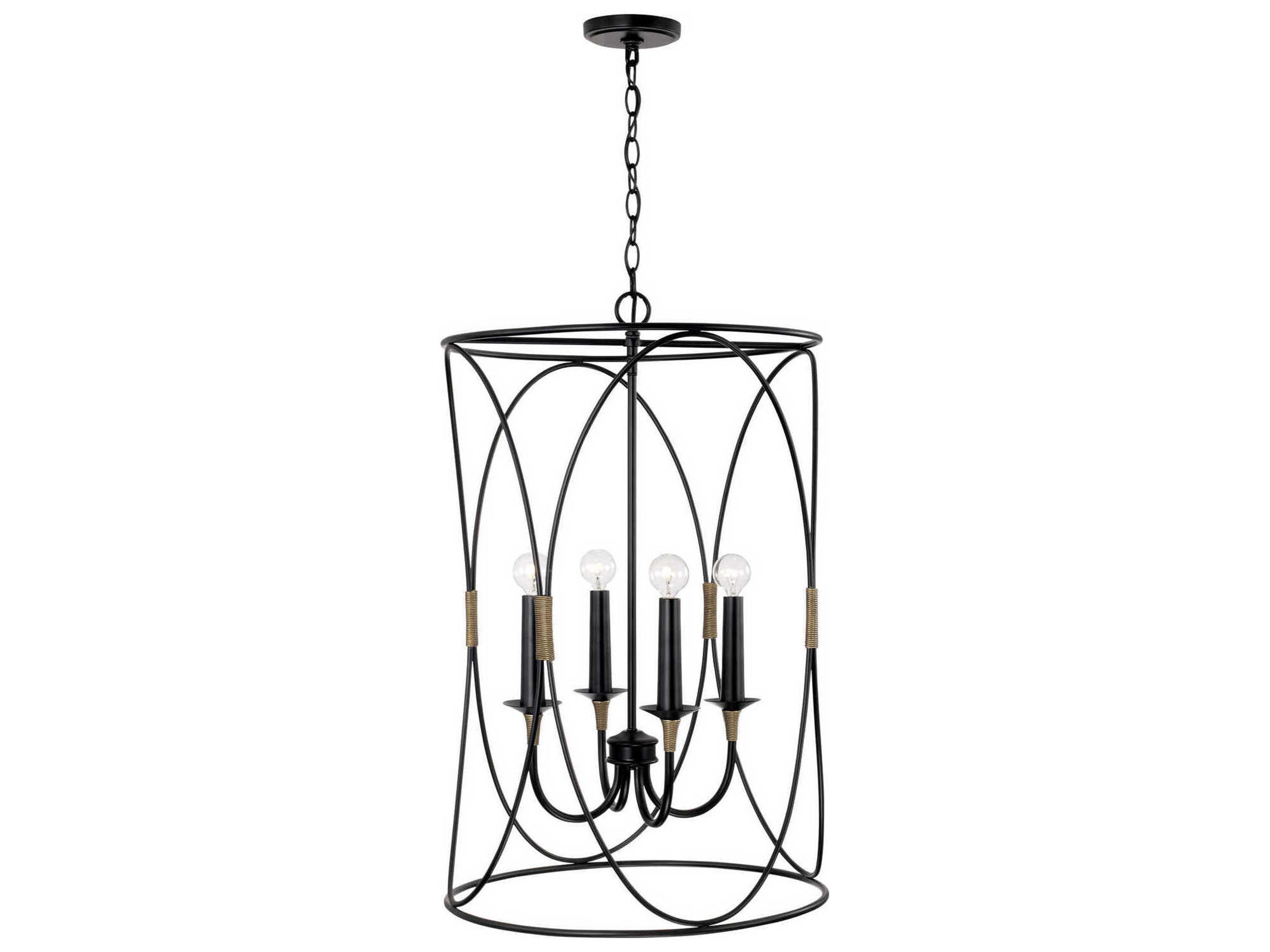 Capital Lighting Amara 4-Light Matte Black With Brass Candelabra Chandelier