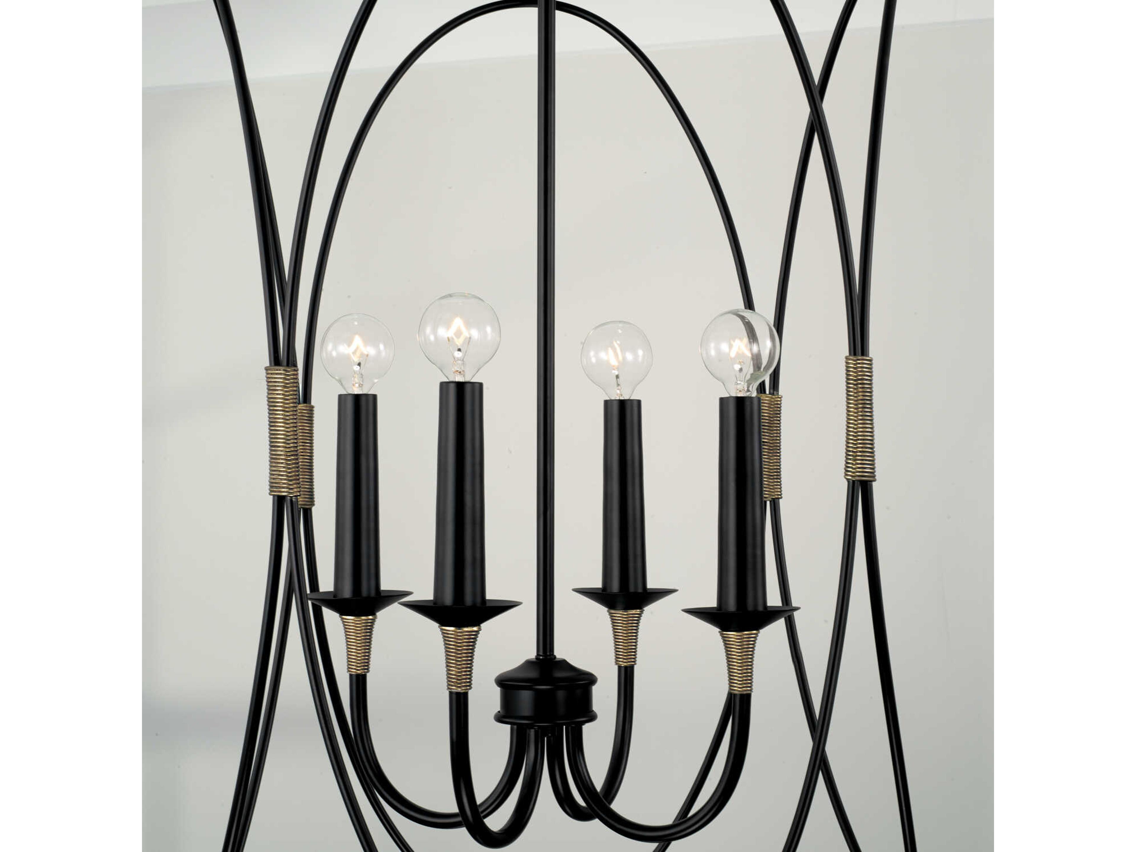 Capital Lighting Amara 4-Light Matte Black With Brass Candelabra Chandelier