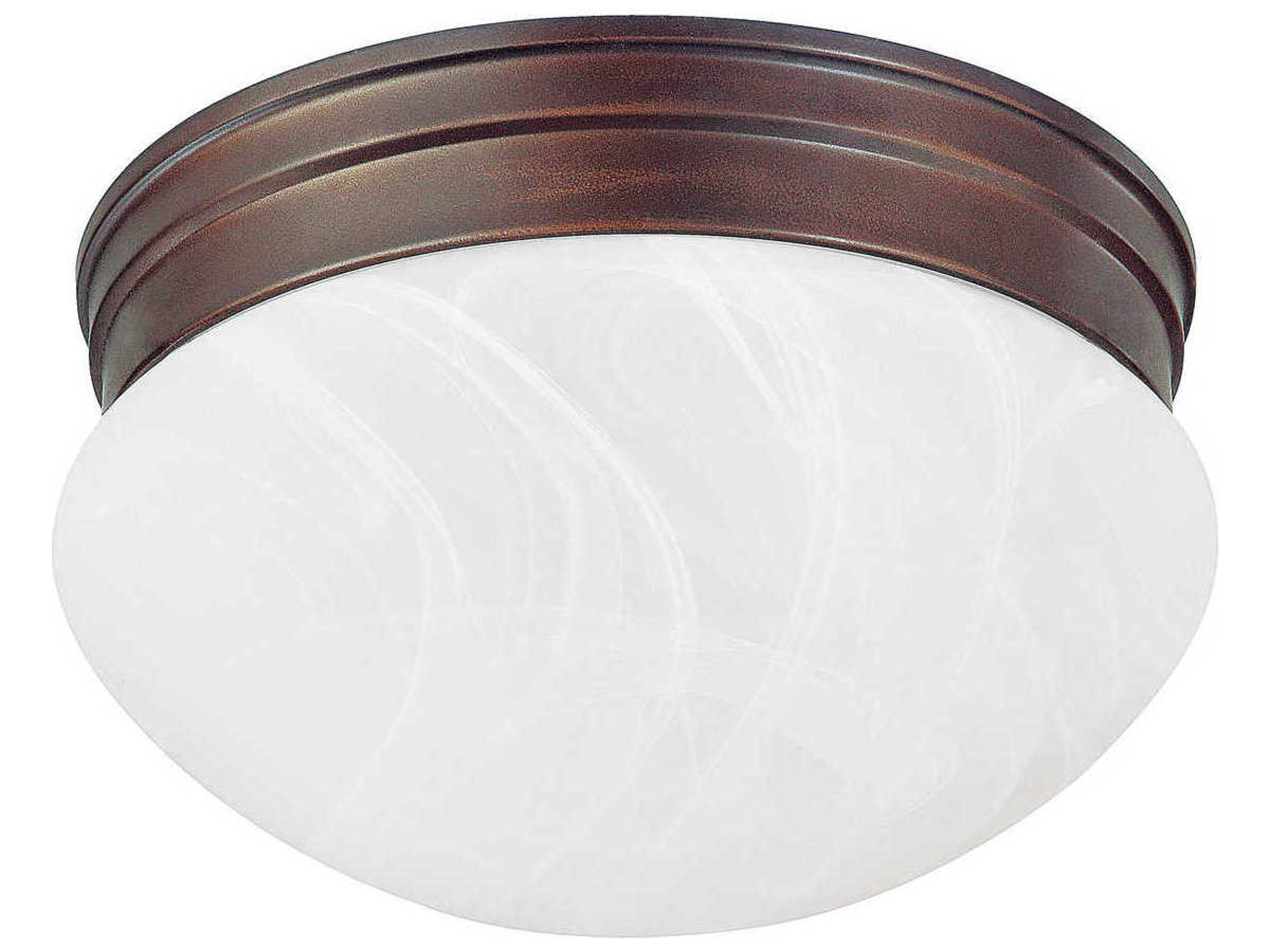 1-Light Burnished Bronze Glass Bowl Flush Mount